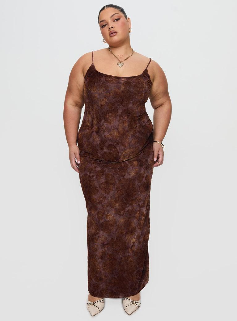 Knox Maxi Dress Chocolate Paisley Curve Product Image