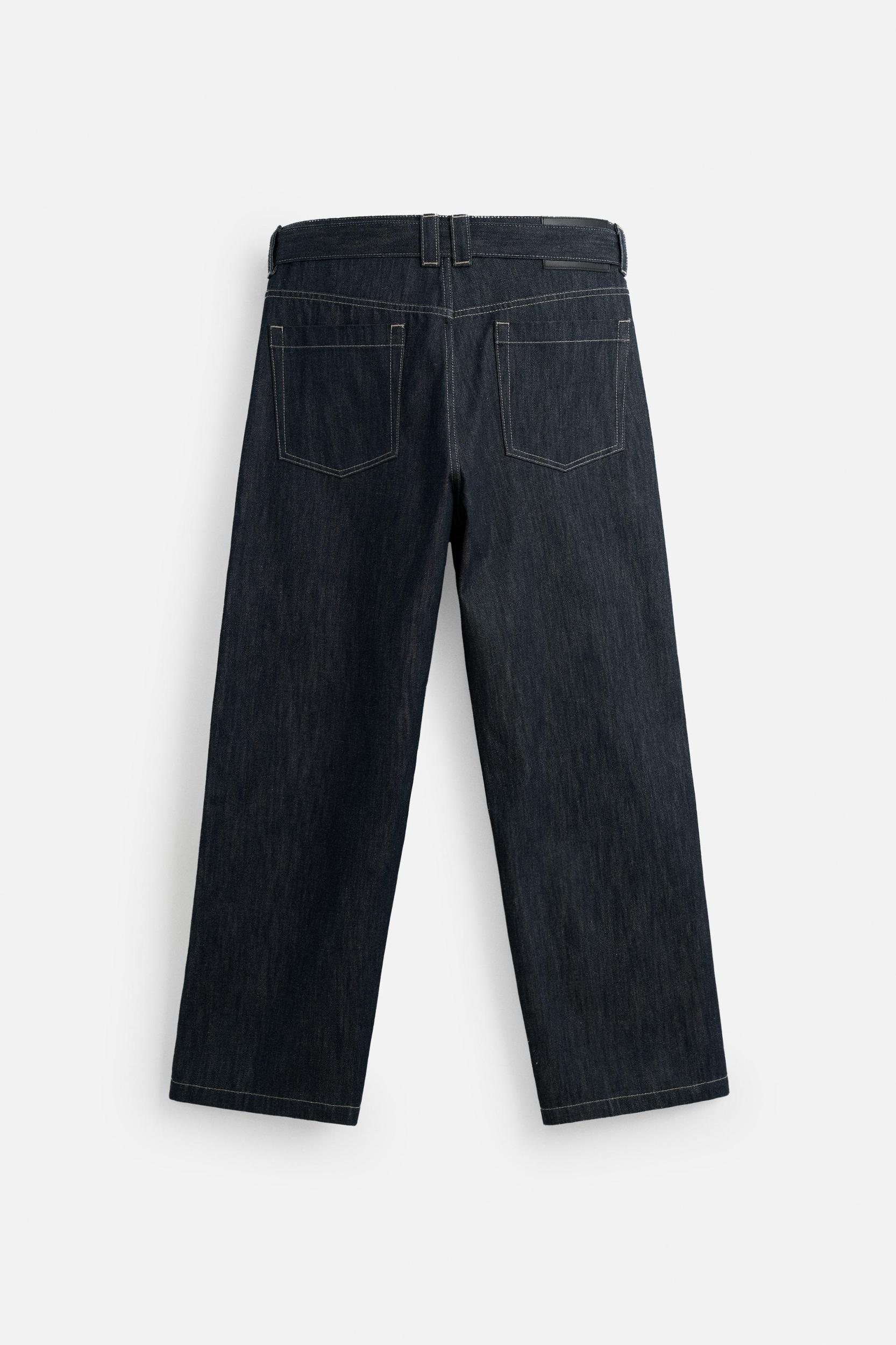 STRAIGHT FIT BELTED JEANS Product Image