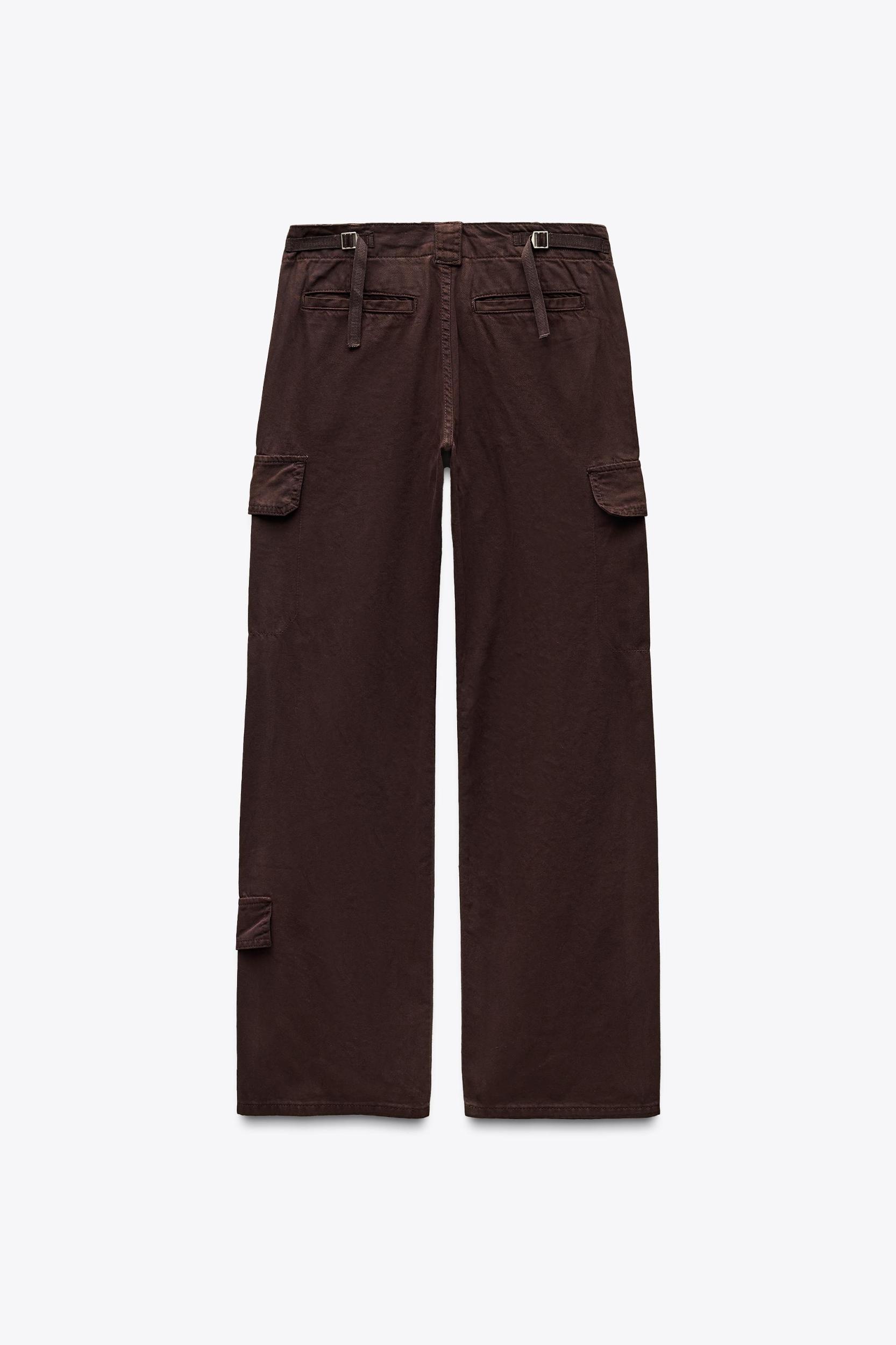 MID WAIST ADJUSTABLE STRAP CARGO PANTS Product Image