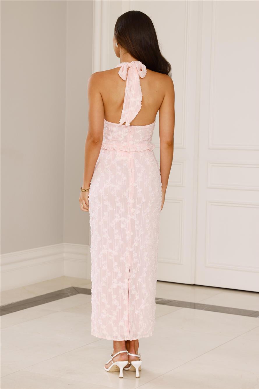 Manhattan Mornings Halter Maxi Dress Pink Product Image