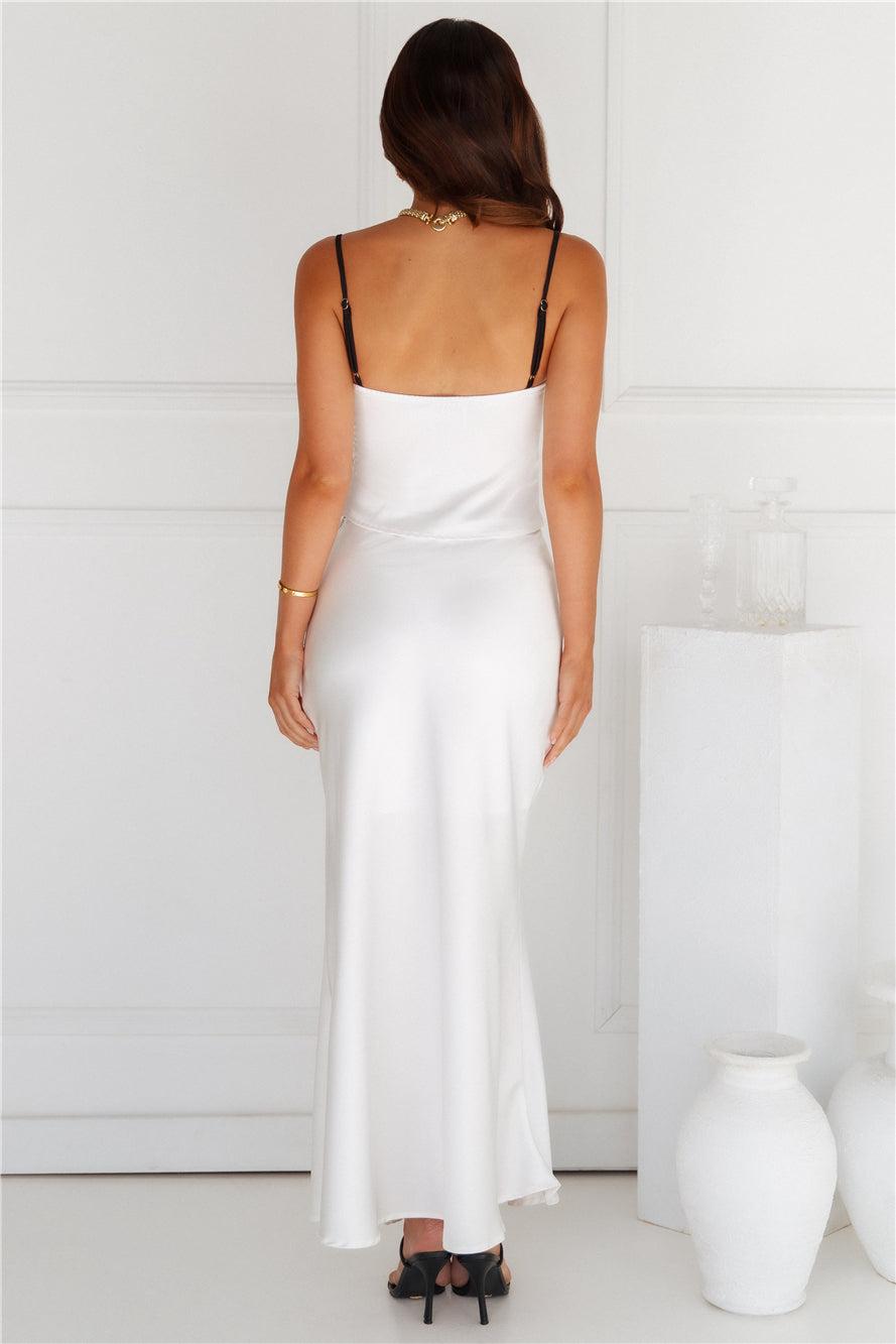 Enchanting Muse Satin Crop Top White Product Image