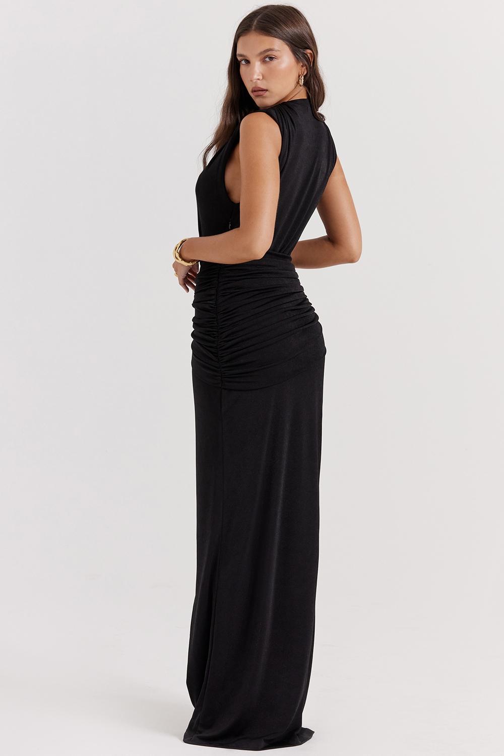 Larelle  black plunge maxi dress Product Image