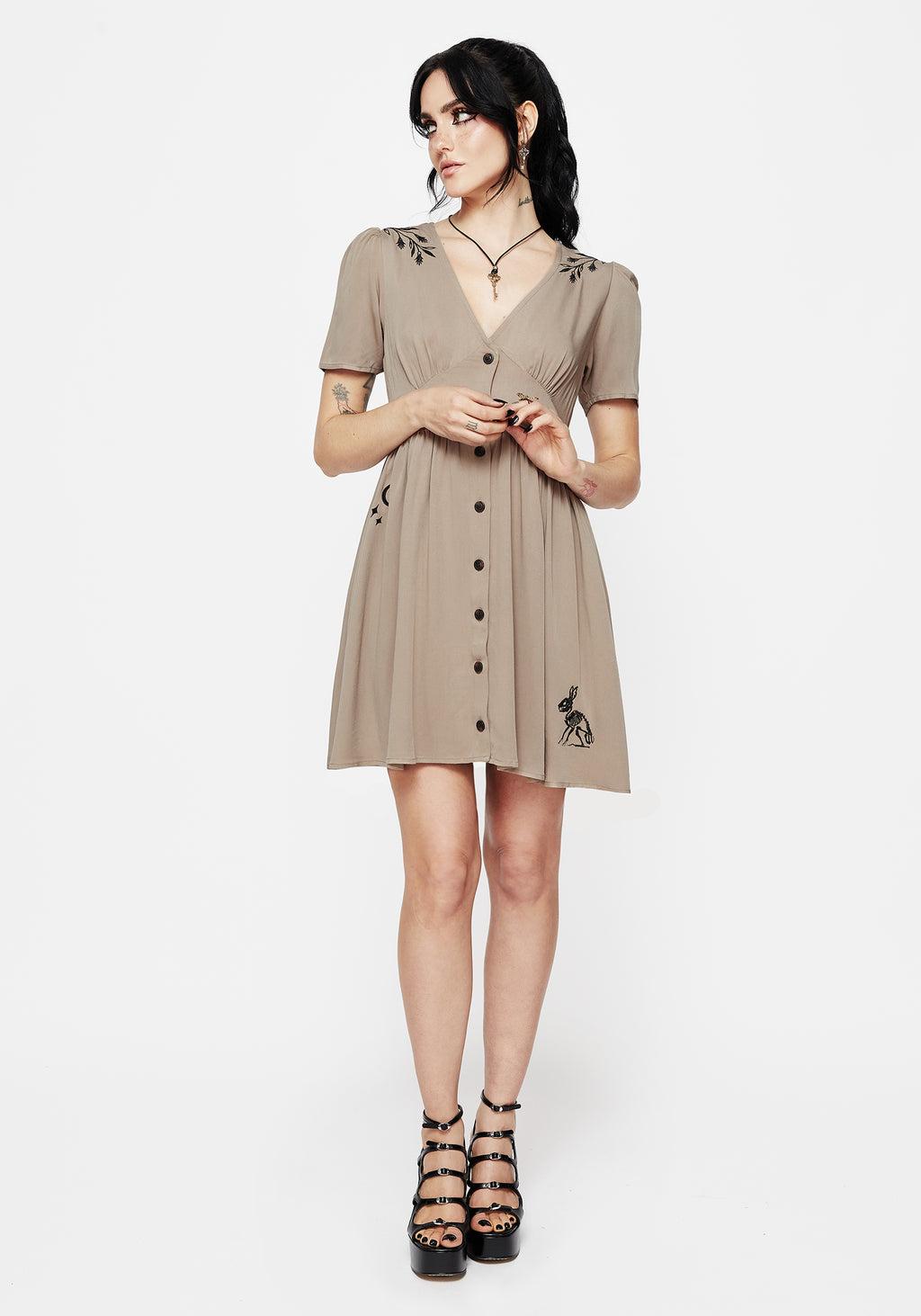 Hester Embroidered Button Up Mini Dress Product Image