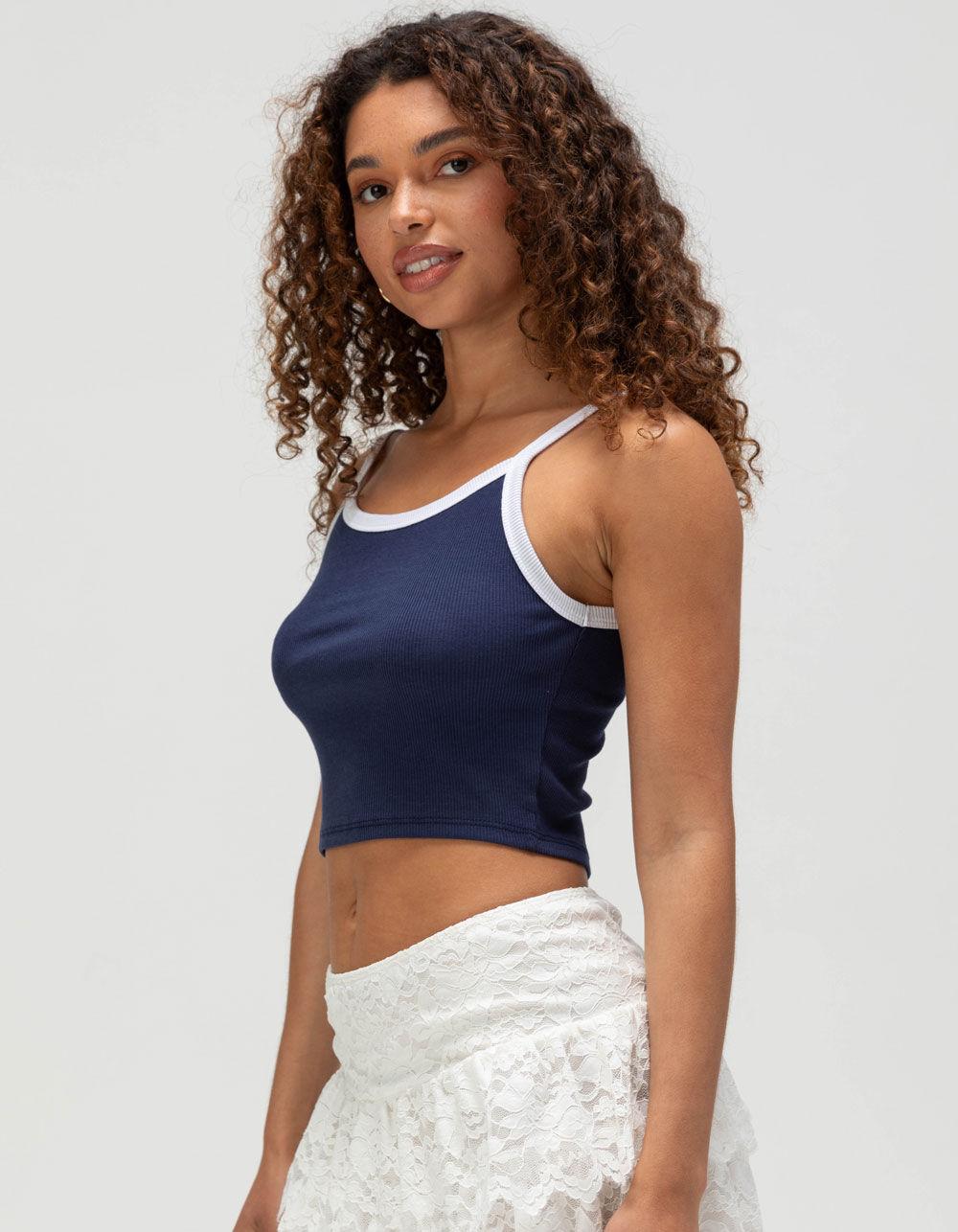 TILLYS Ringer Womens Cami - NAVY/WHITE Product Image