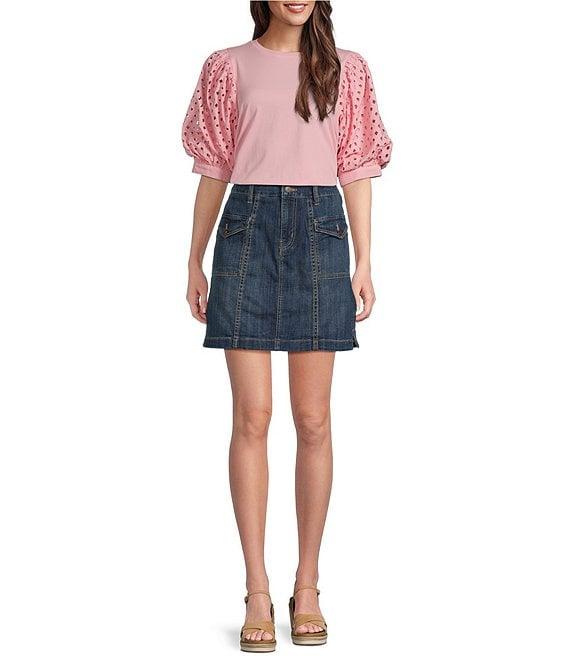 Code Bleu Stretch Denim Mid Rise Skort Product Image