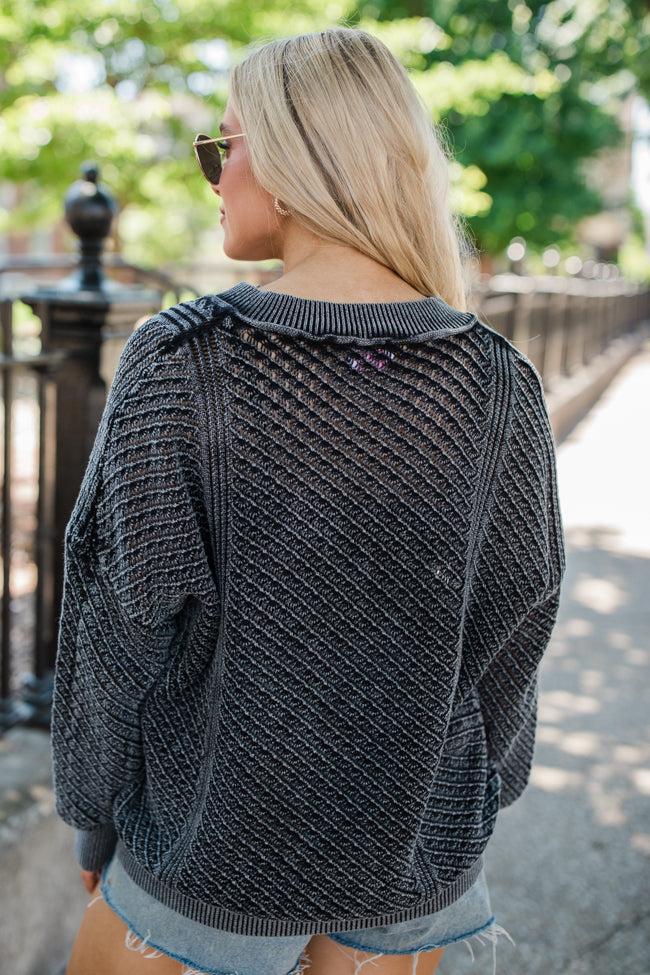 It's Too Easy Black Acid Wash Sweater FINAL SALE Product Image
