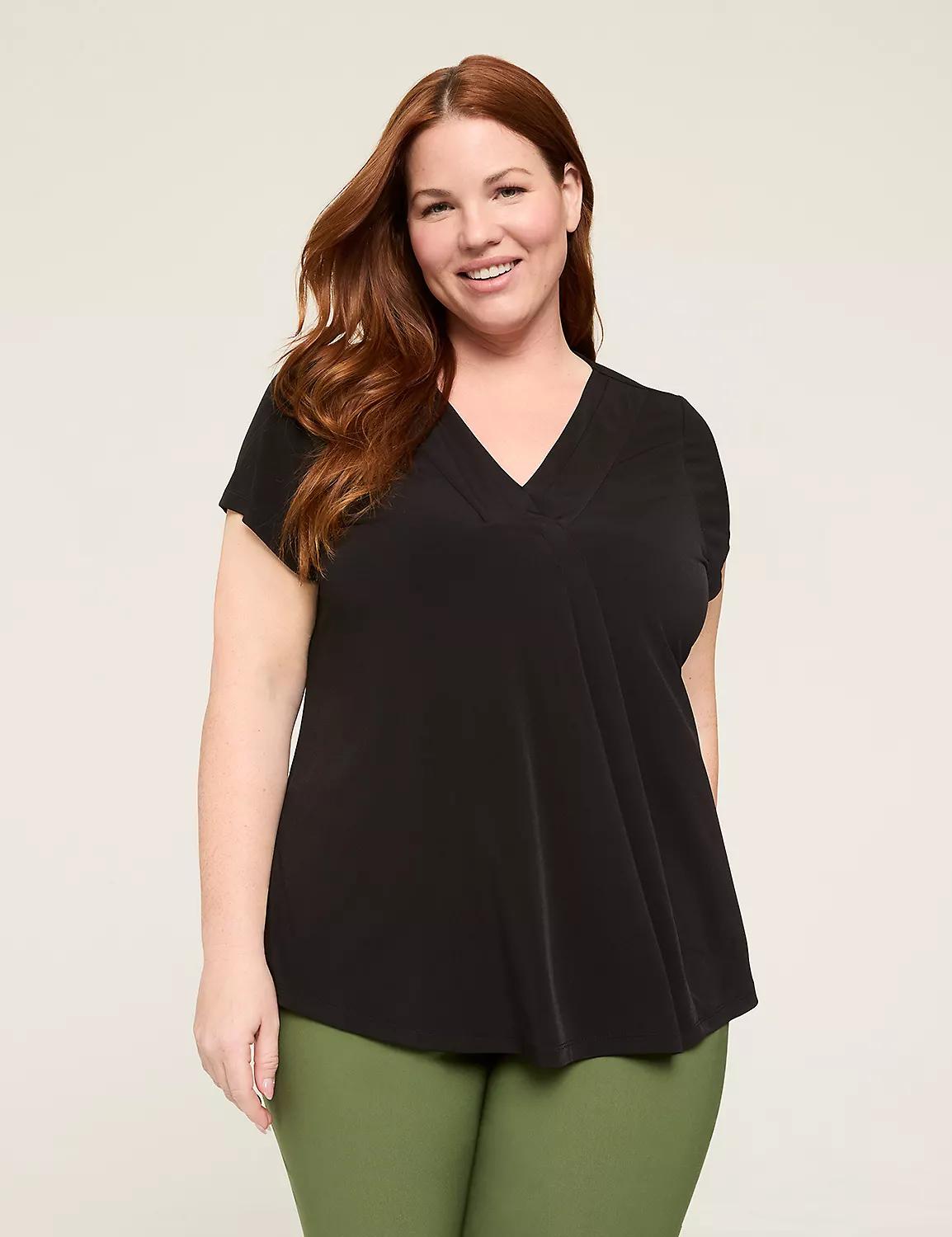 Cap-Sleeve Pleat-Front Top Product Image