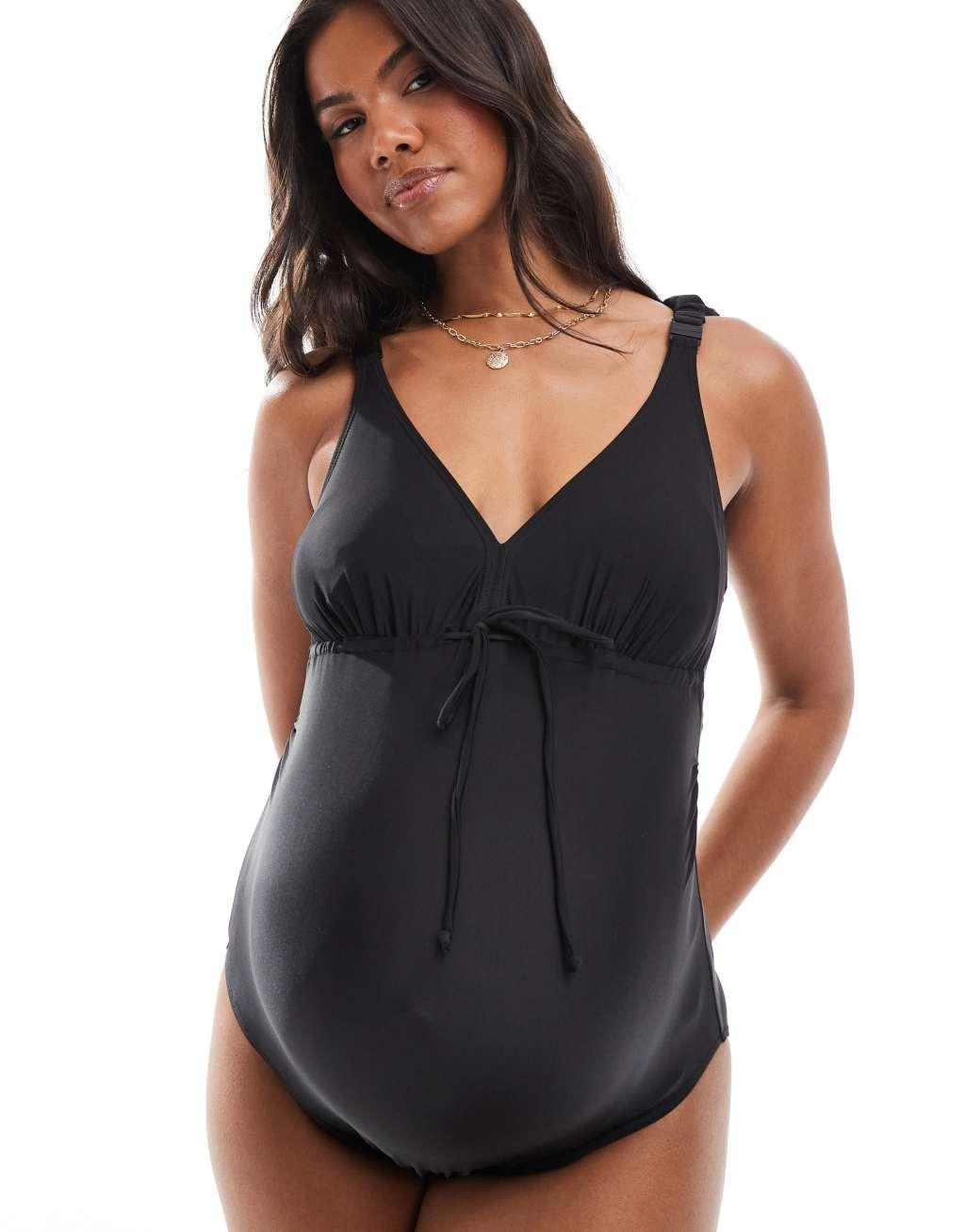 Mamalicious Maternity swimsuit in black Product Image
