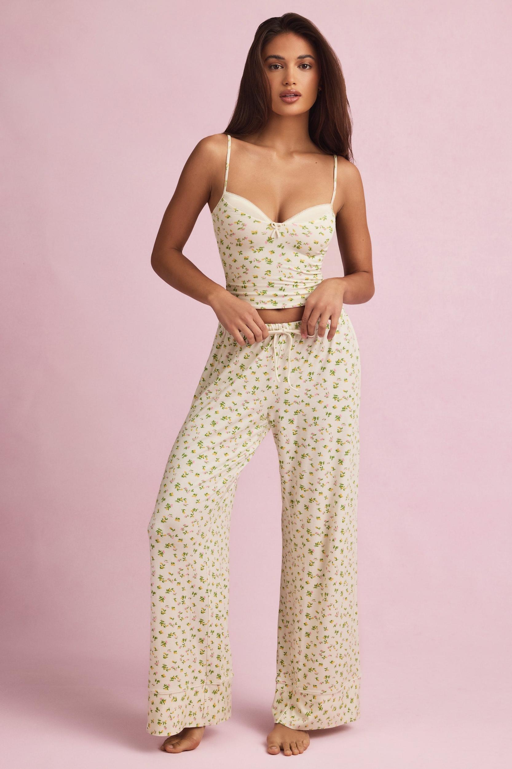 Modal Mid-Rise Pyjama Trousers in Lemon Print Product Image