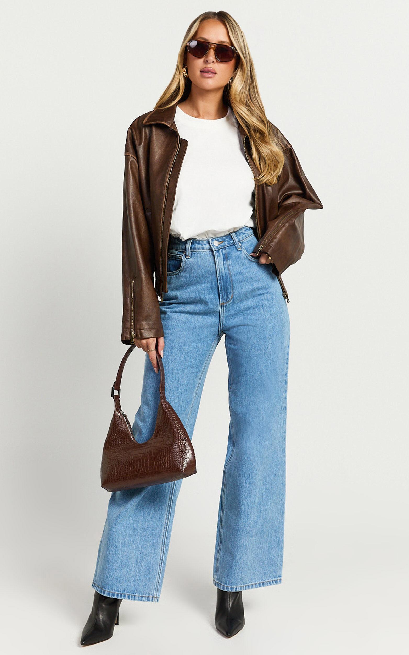 Cole Jeans - High Waist Relaxed Wide Leg Recycled Denim Jeans in Mid Blue Wash Product Image