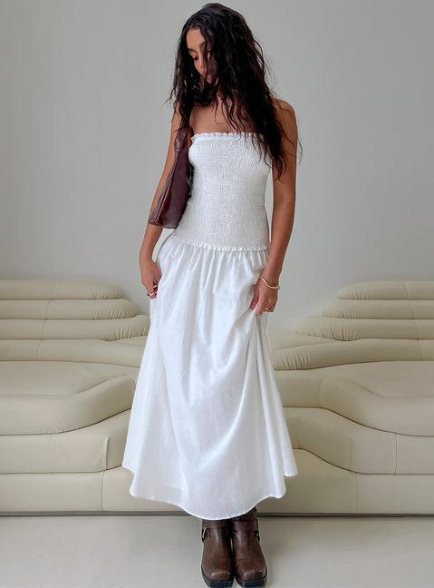 Tinsie Strapless Maxi Dress White Product Image