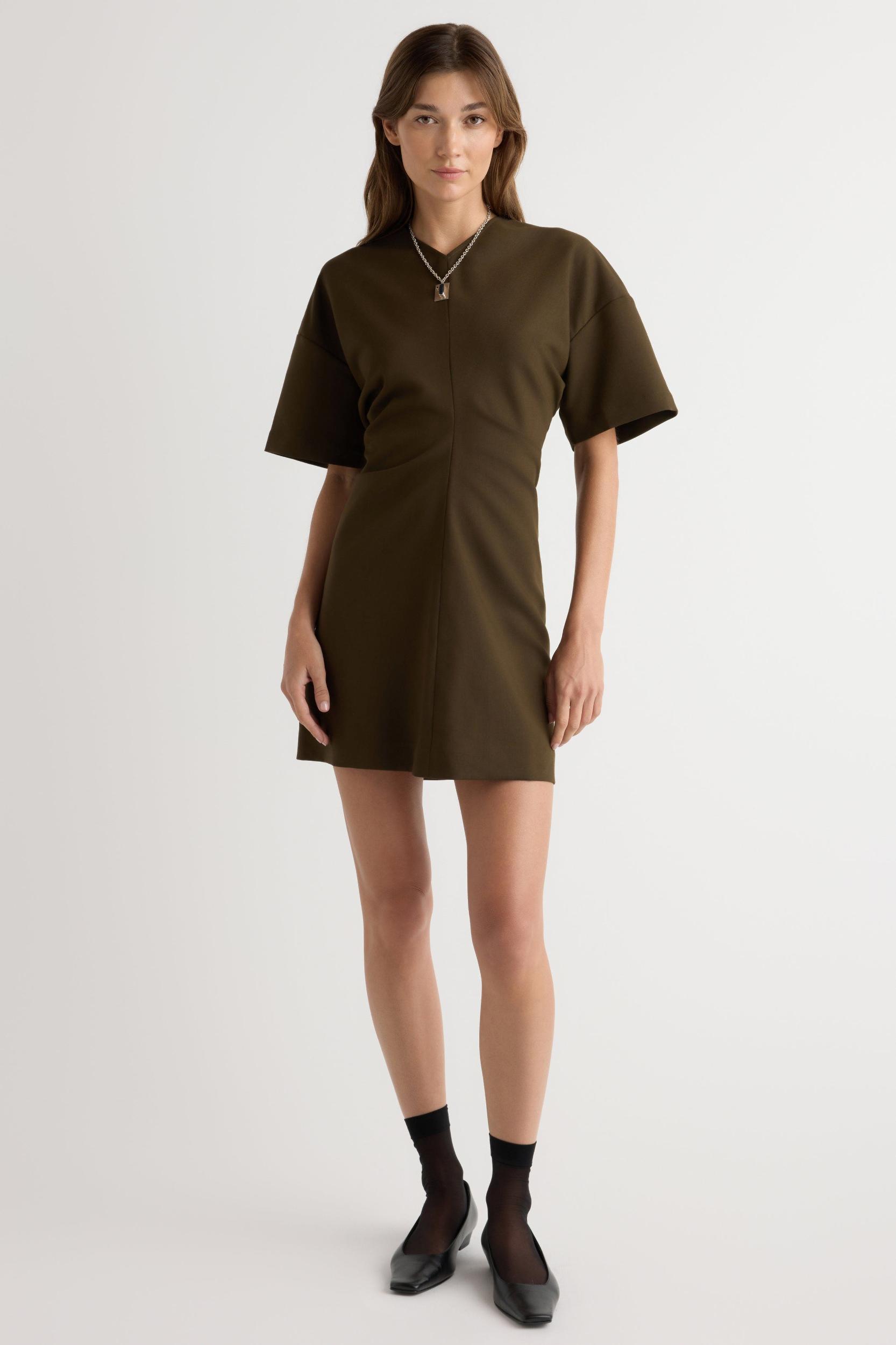 Fiore Ruched V-Neck Mini Dress Product Image
