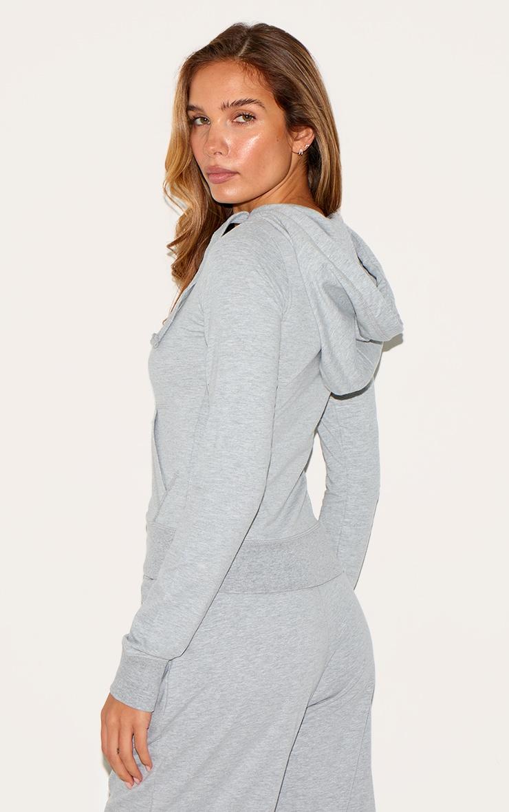 Grey Marl Zip Up Fitted Track Top Product Image