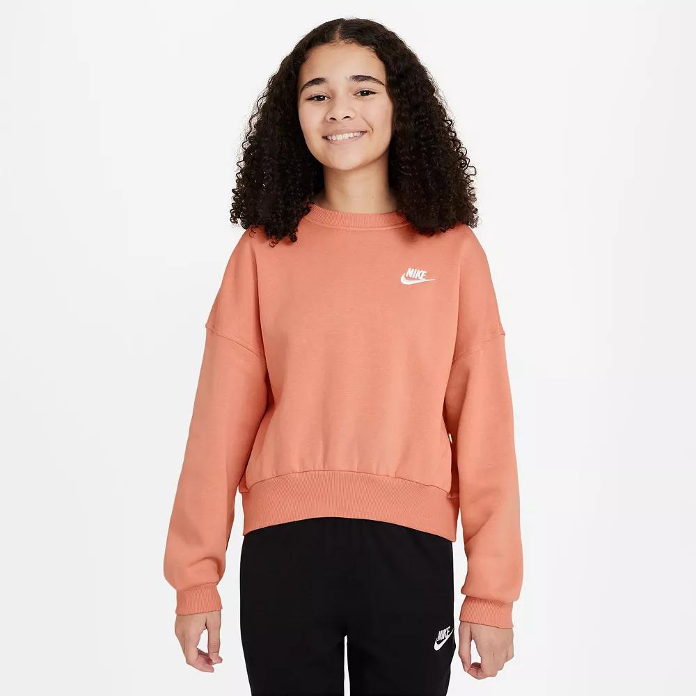 Unisex Nike Sportswear Club Fleece Girls Boxy Crew-Neck Sweatshirt | FZ9244-844 Product Image