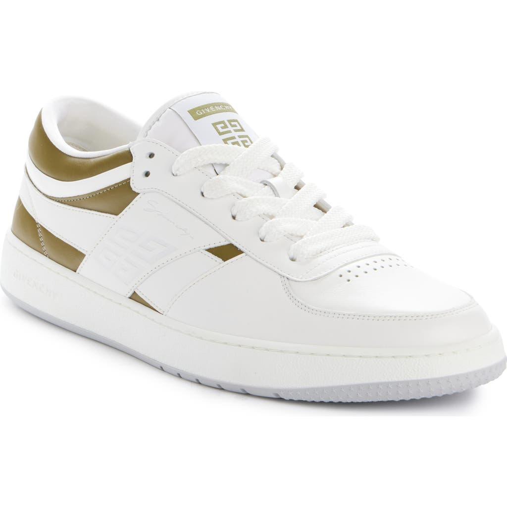 GIVENCHY Leather Sneakers With Rubber Sole And Panelled Design In White Product Image