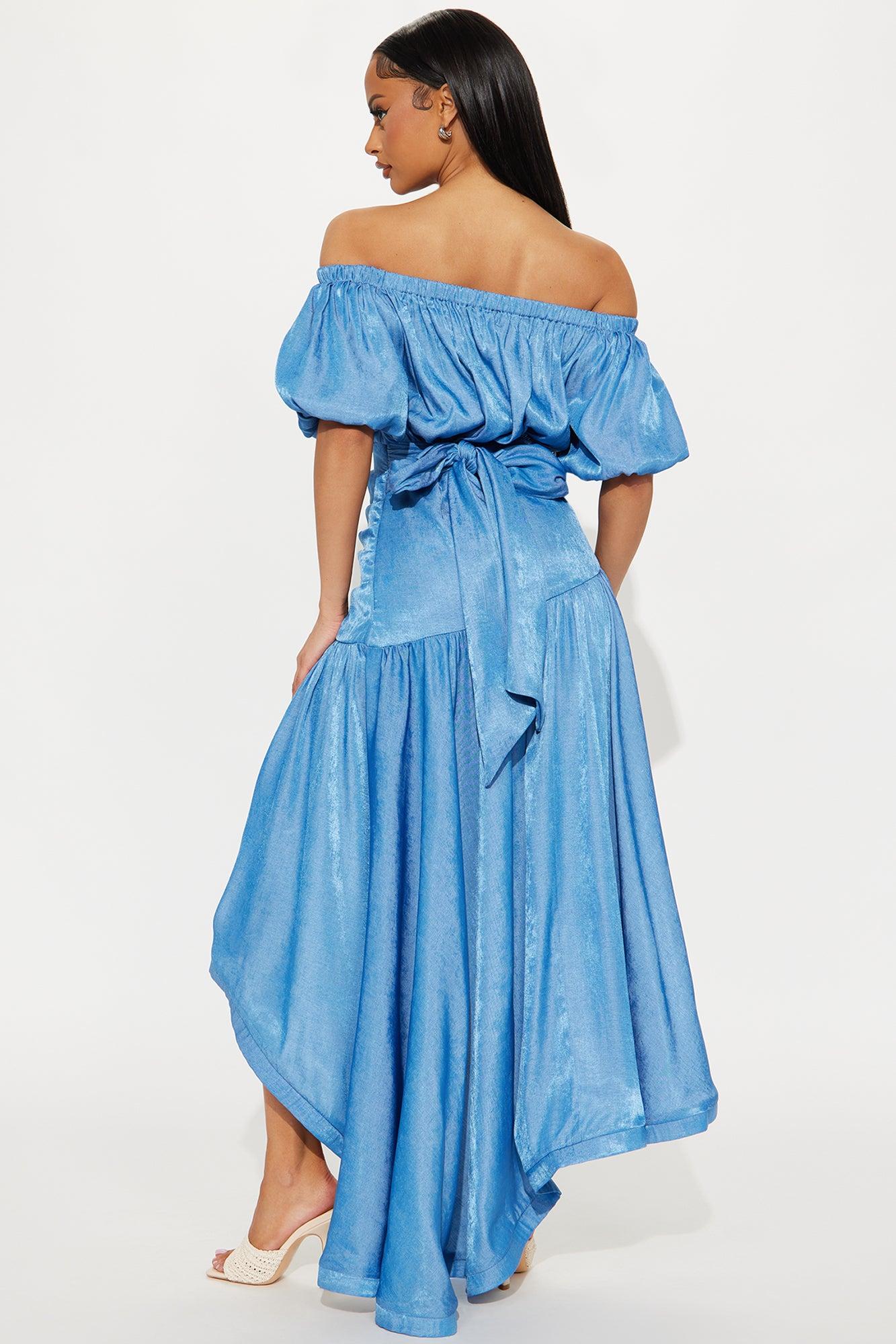 Rosalia Off Shoulder Maxi Dress - Blue Product Image