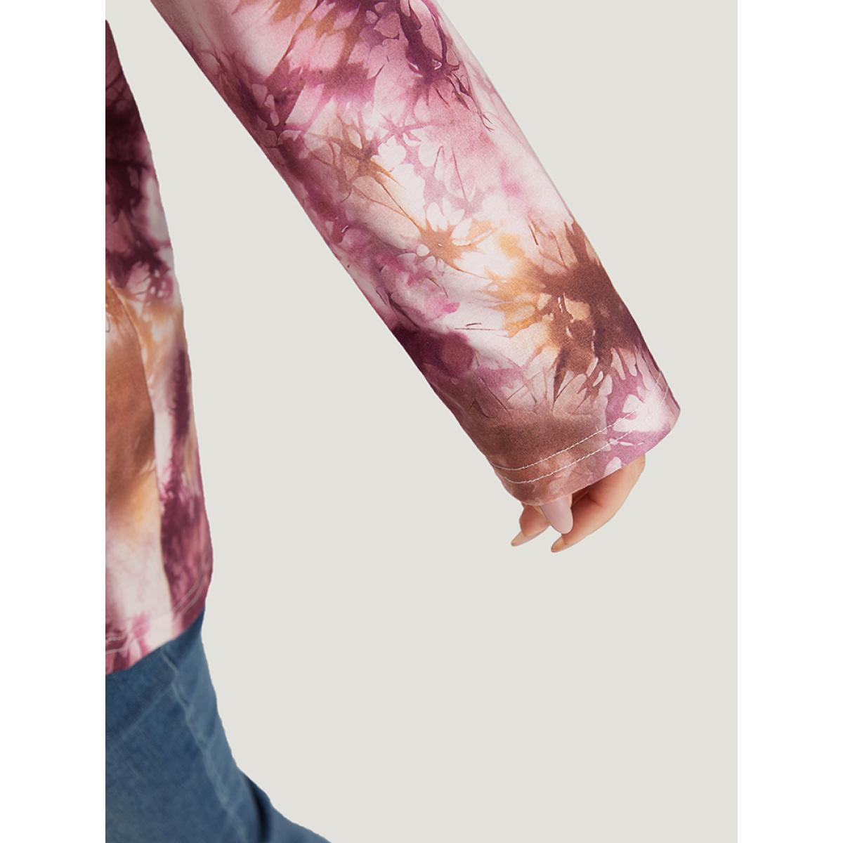 Plus Size Tie Dye Button Detail Round Neck T-shirt Multicolor Women Casual Tie Dye Tie Dye Round Neck Dailywear T-shirts BloomChic 26/4X Product Image