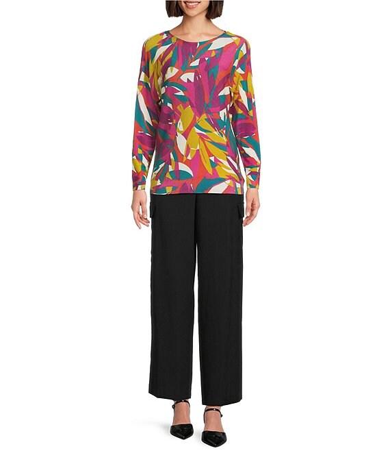 Investments Stained Leaves Long Sleeve Boat Neck Pullover Sweater Product Image