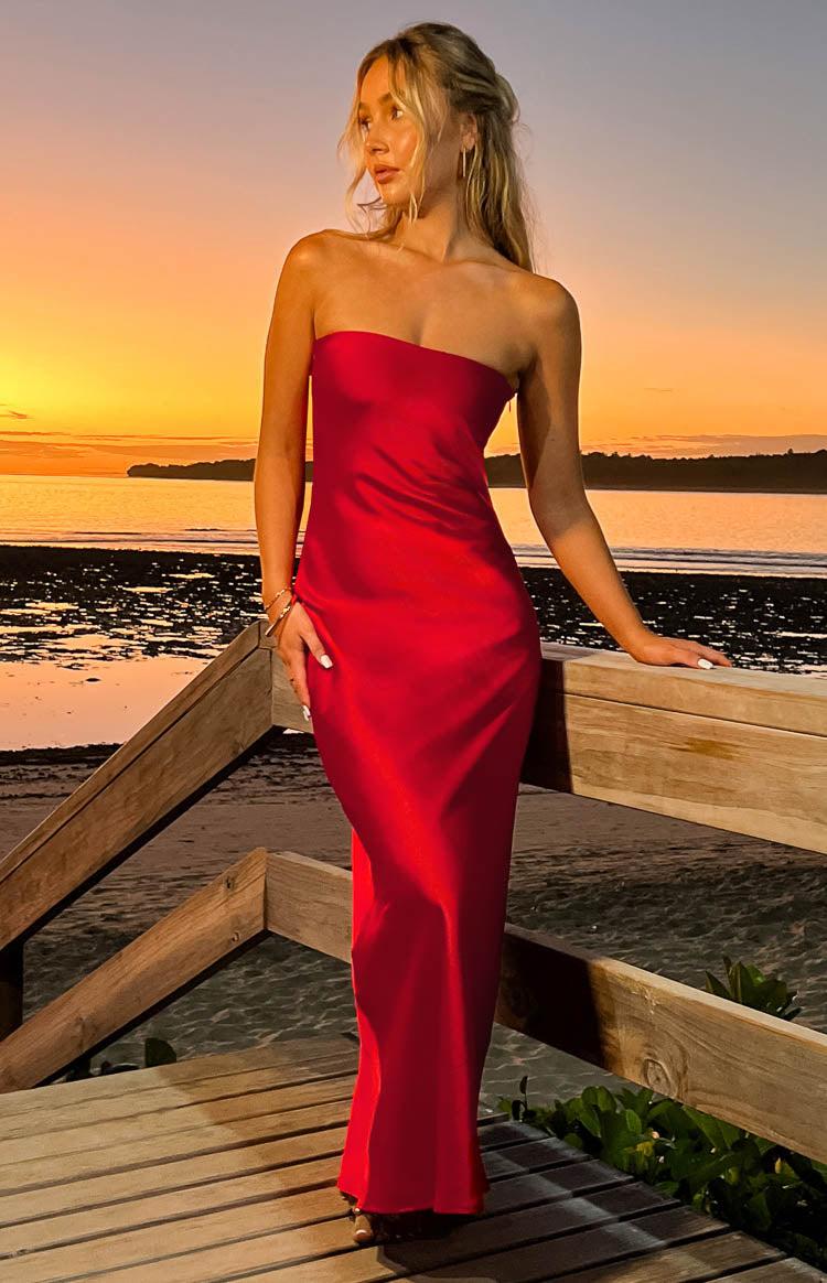 Cassander Red Strapless Maxi Dress Product Image