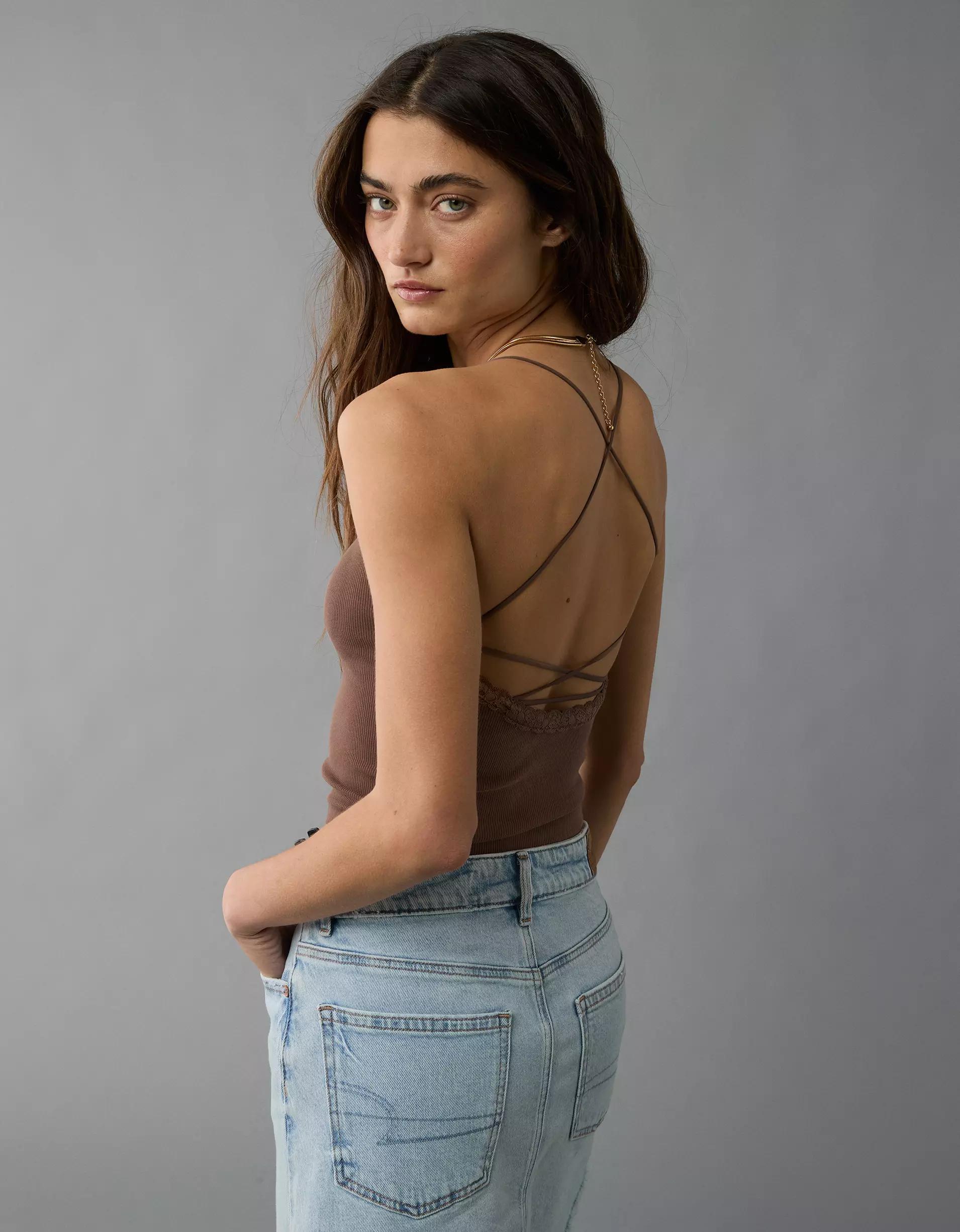 AE Strappy Go Lucky Cropped Lace Tank Top Product Image