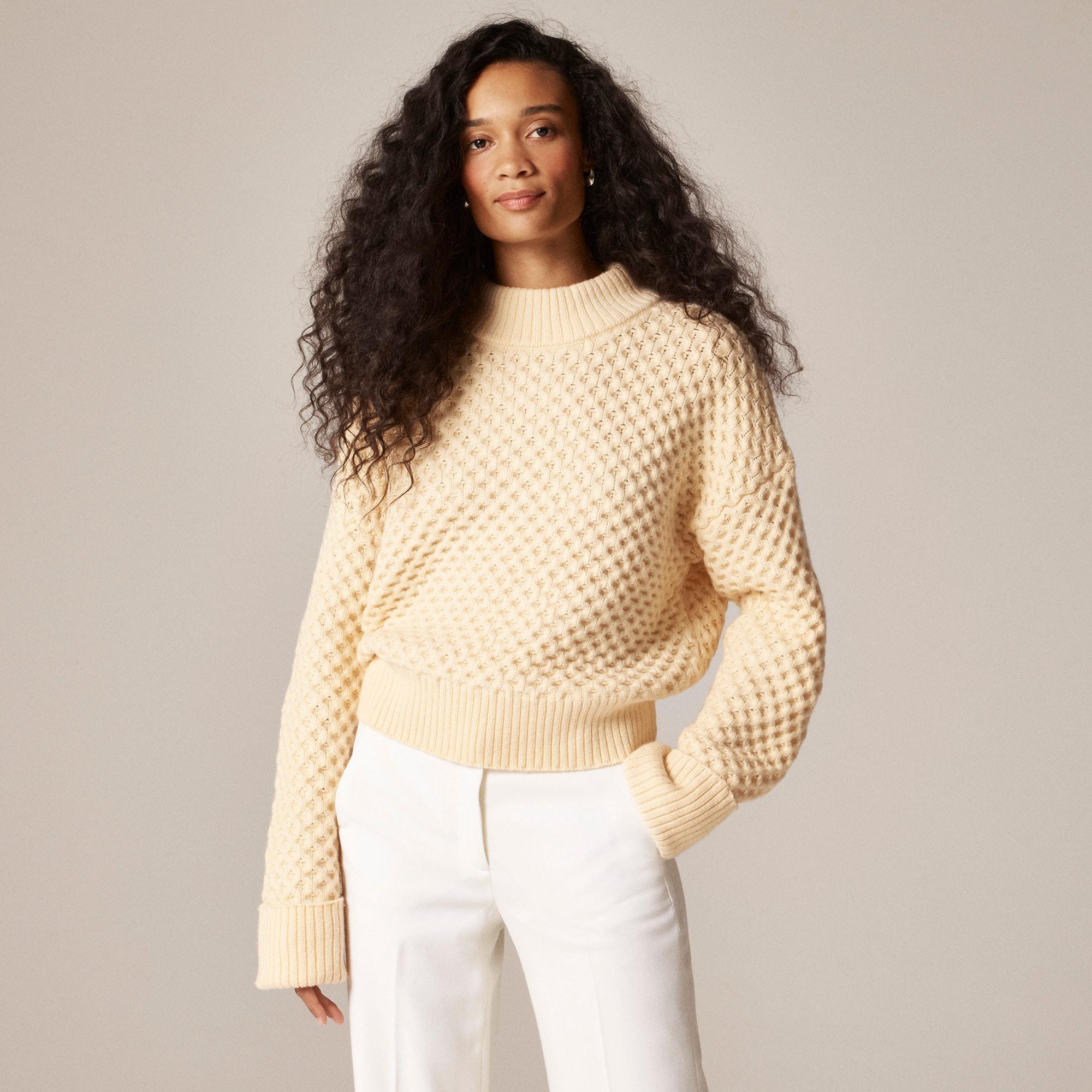 Honeycomb mockneck sweater in wool blend Product Image