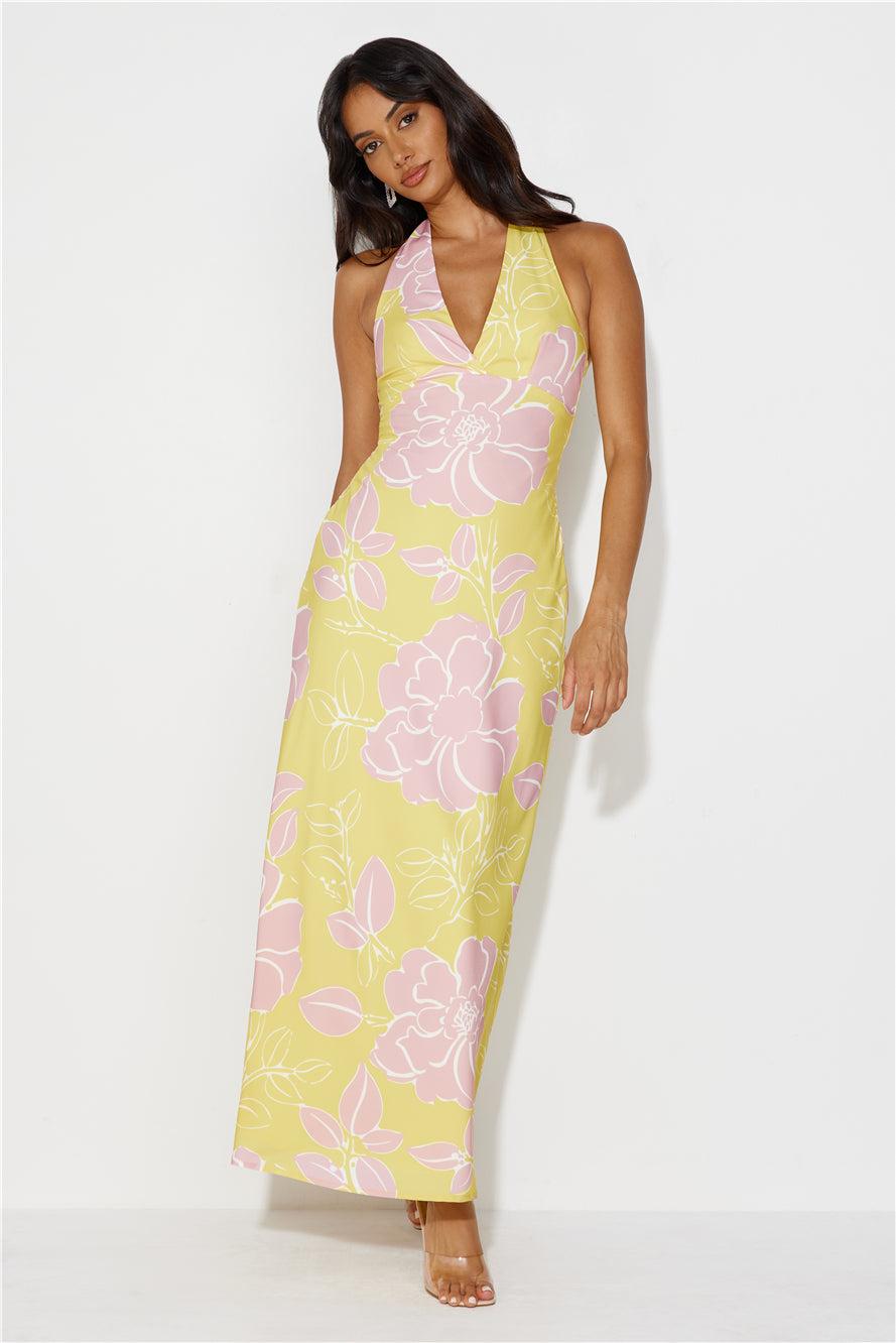 Oasis Hour Halter Maxi Dress Yellow Product Image