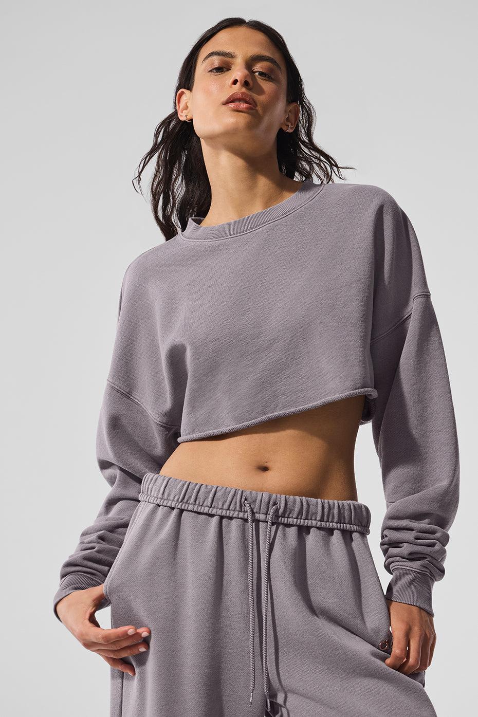 Washed Extreme Cropped Pullover - Cool Grey Wash Female Product Image