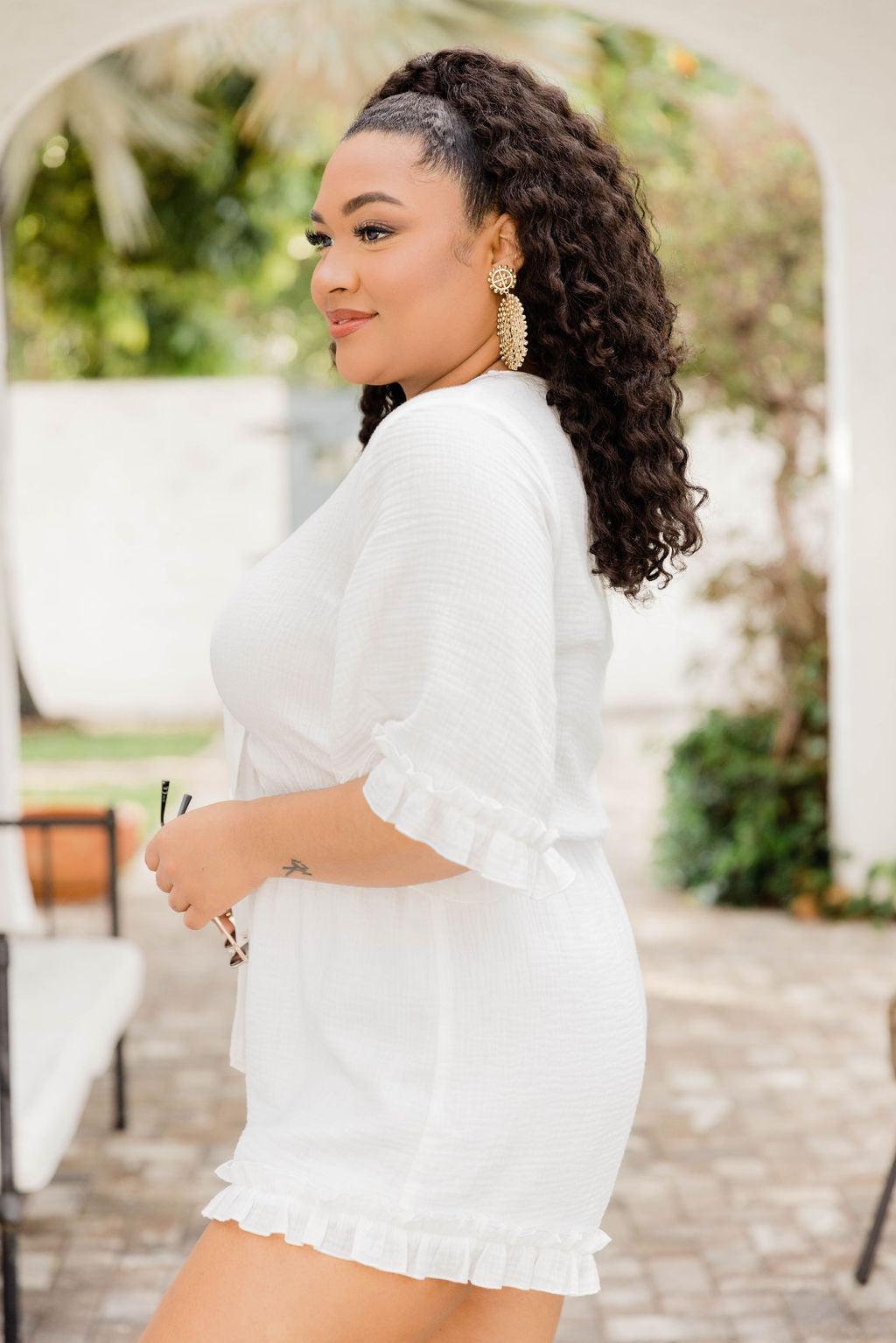 Walk In The Park White Gauze Tie Romper FINAL SALE Product Image