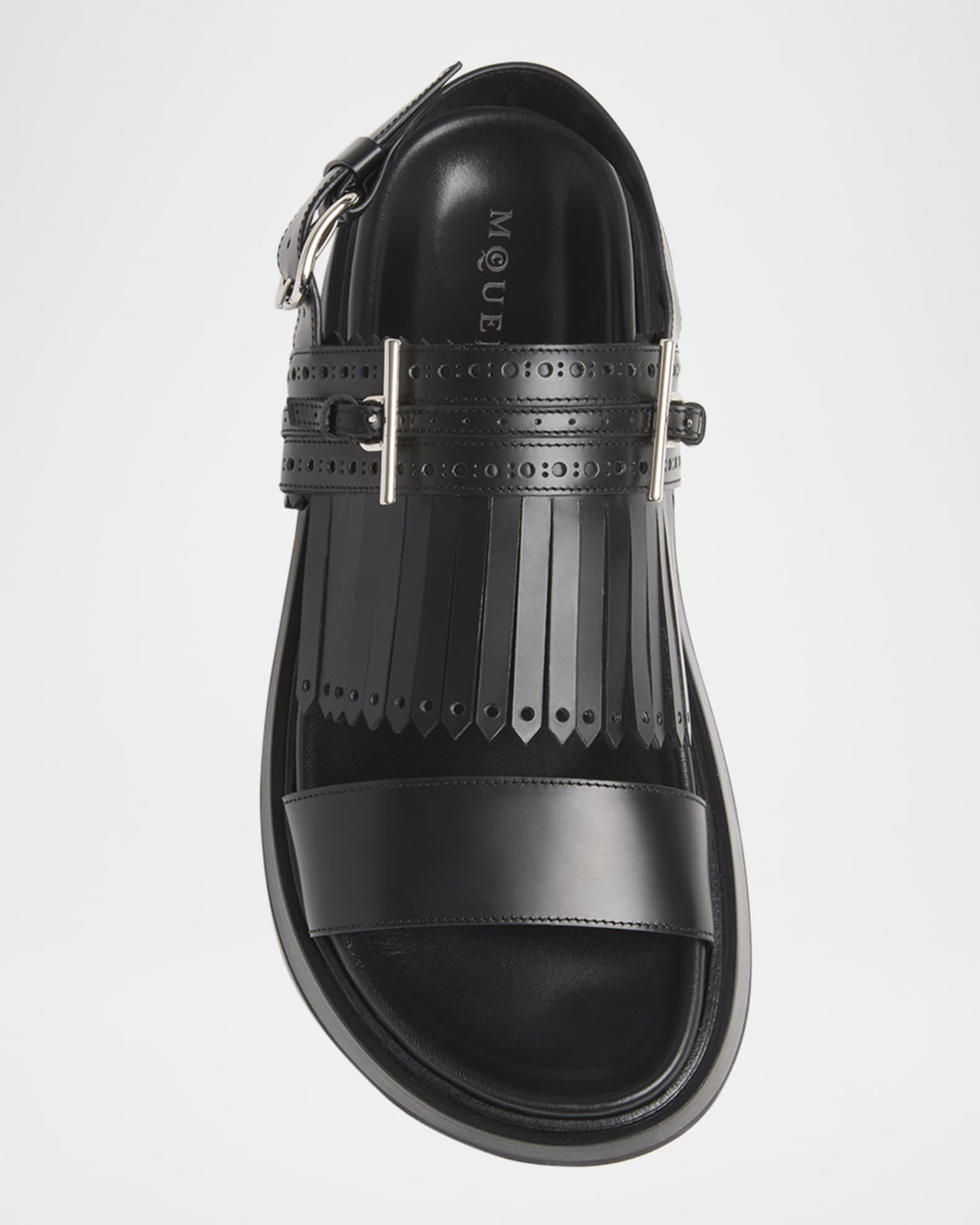 Men's Brogue Fringe Leather Sandals Product Image