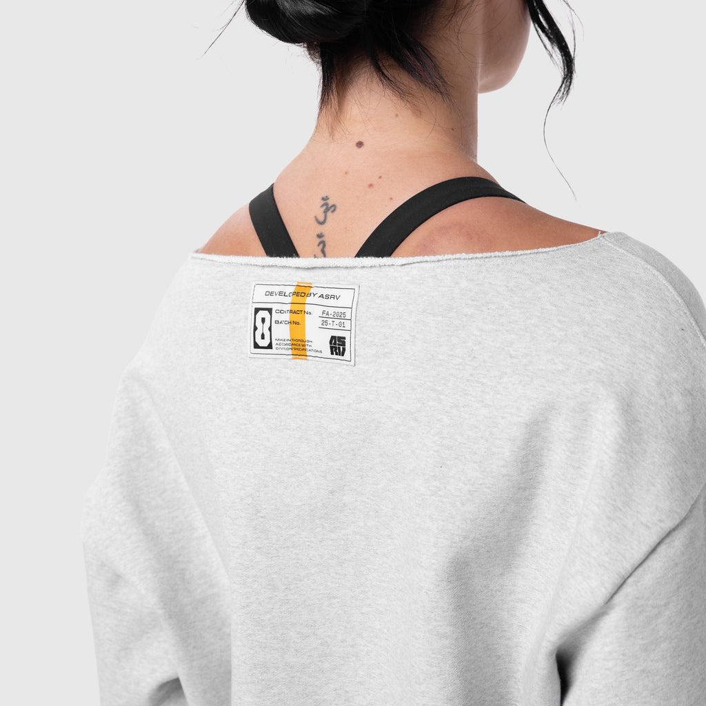 W049. Raw Hem Oversized Crewneck - Heather Grey Product Image