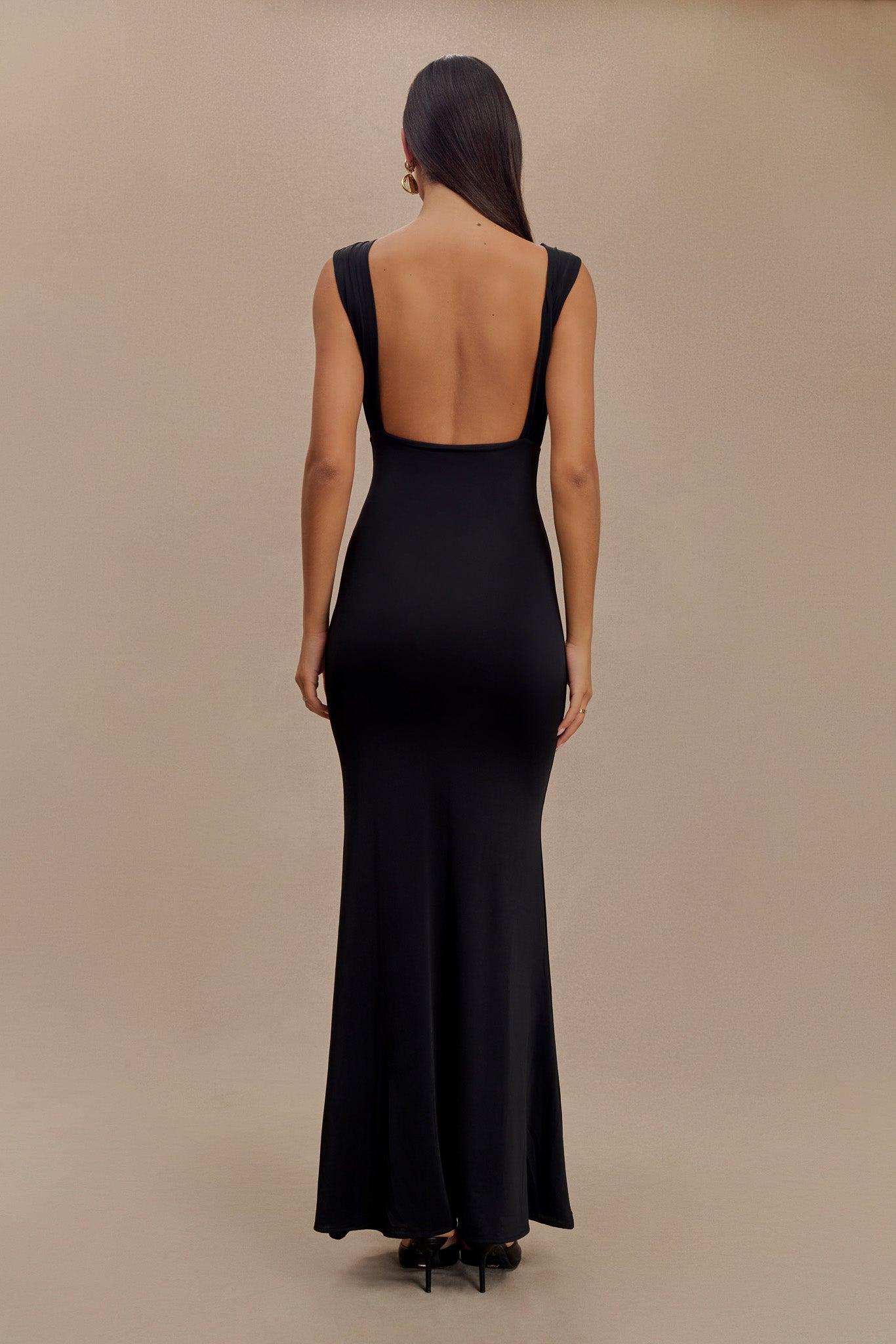 Malia Slinky Ruched Maxi Dress - Black Product Image
