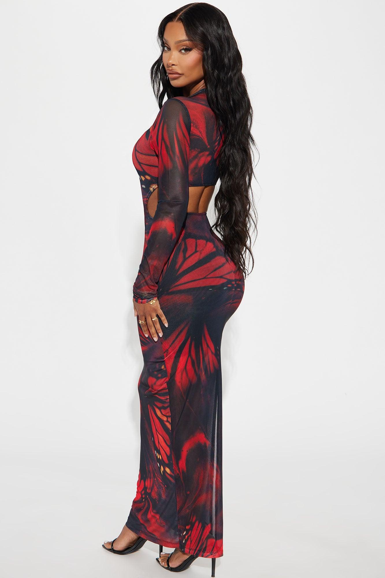 Vermilionaire Mesh Maxi Dress - Red/combo Product Image