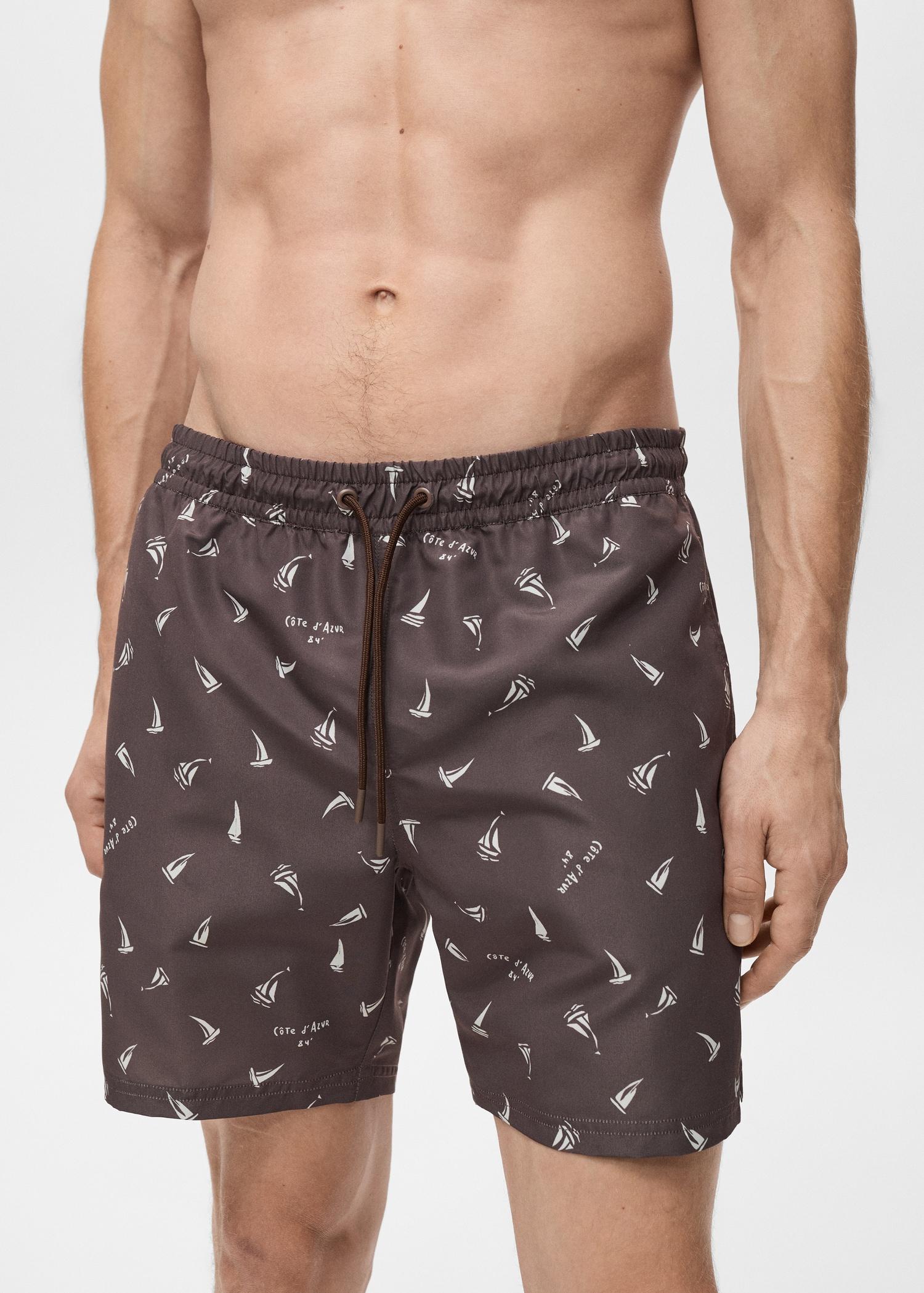 Swimsuit with sailboat print - Men | MANGO USA Product Image