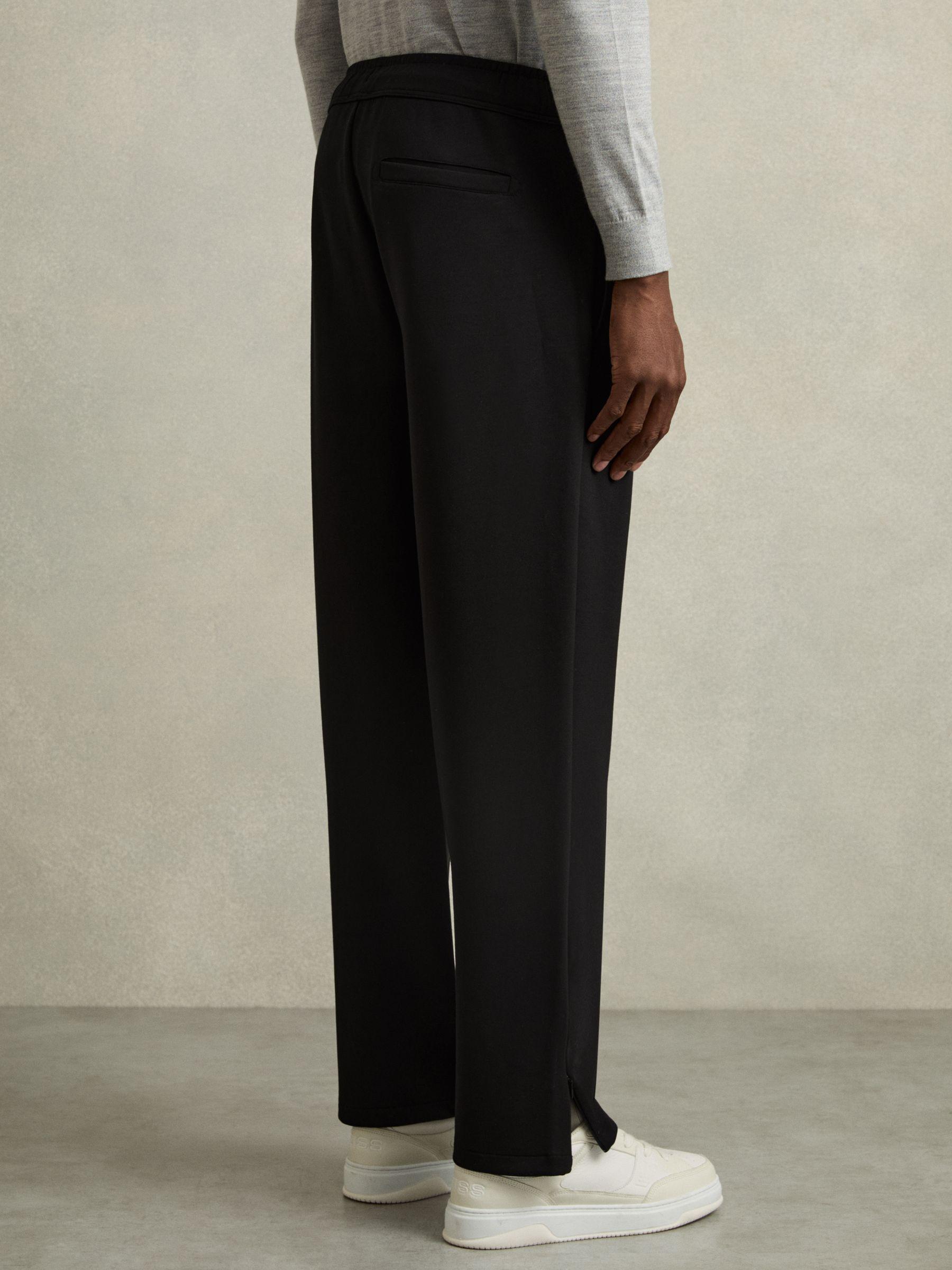 Interlock Drawstring Straight-Leg Trousers in Black Product Image