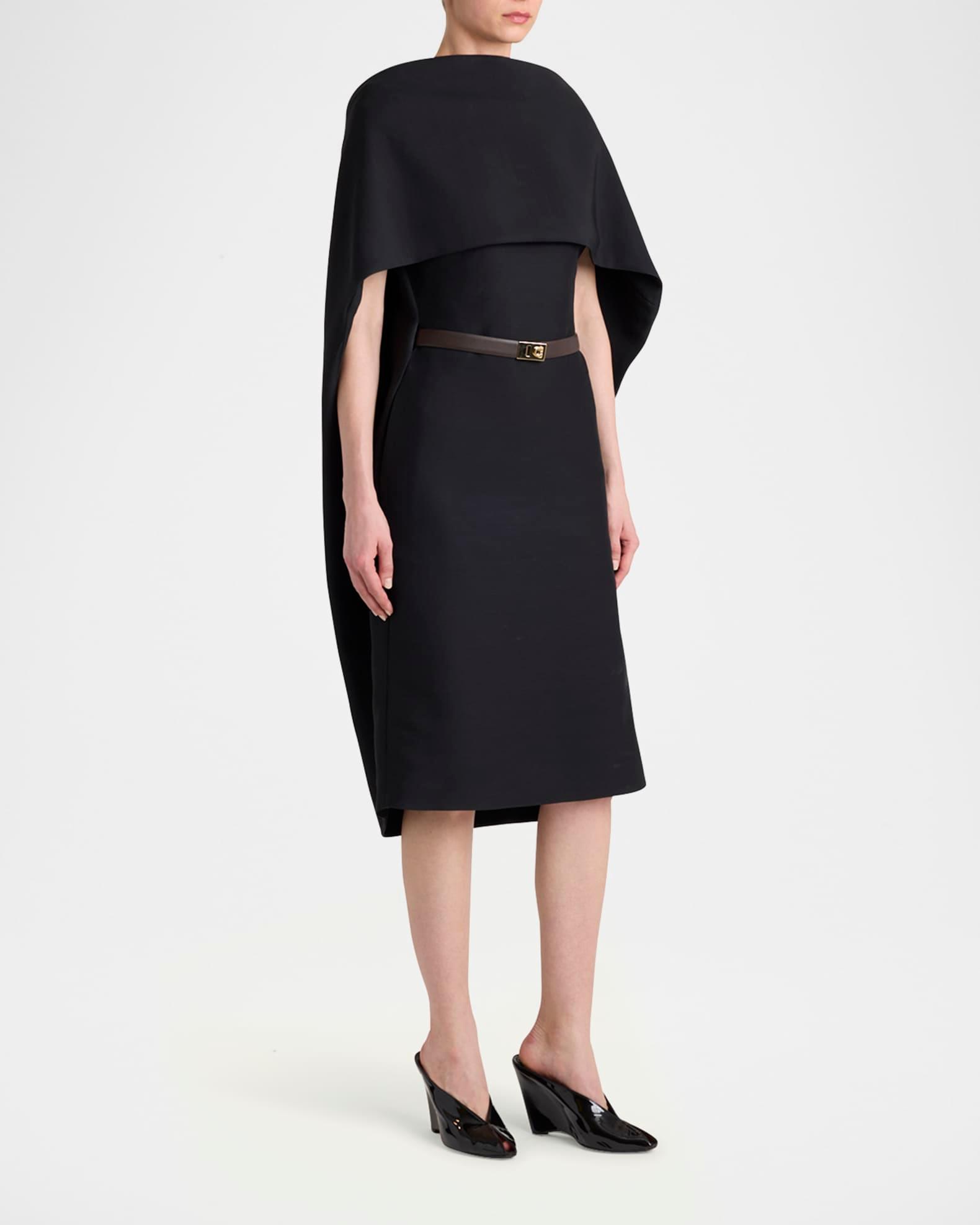 V-Back Cape Midi Dress Product Image