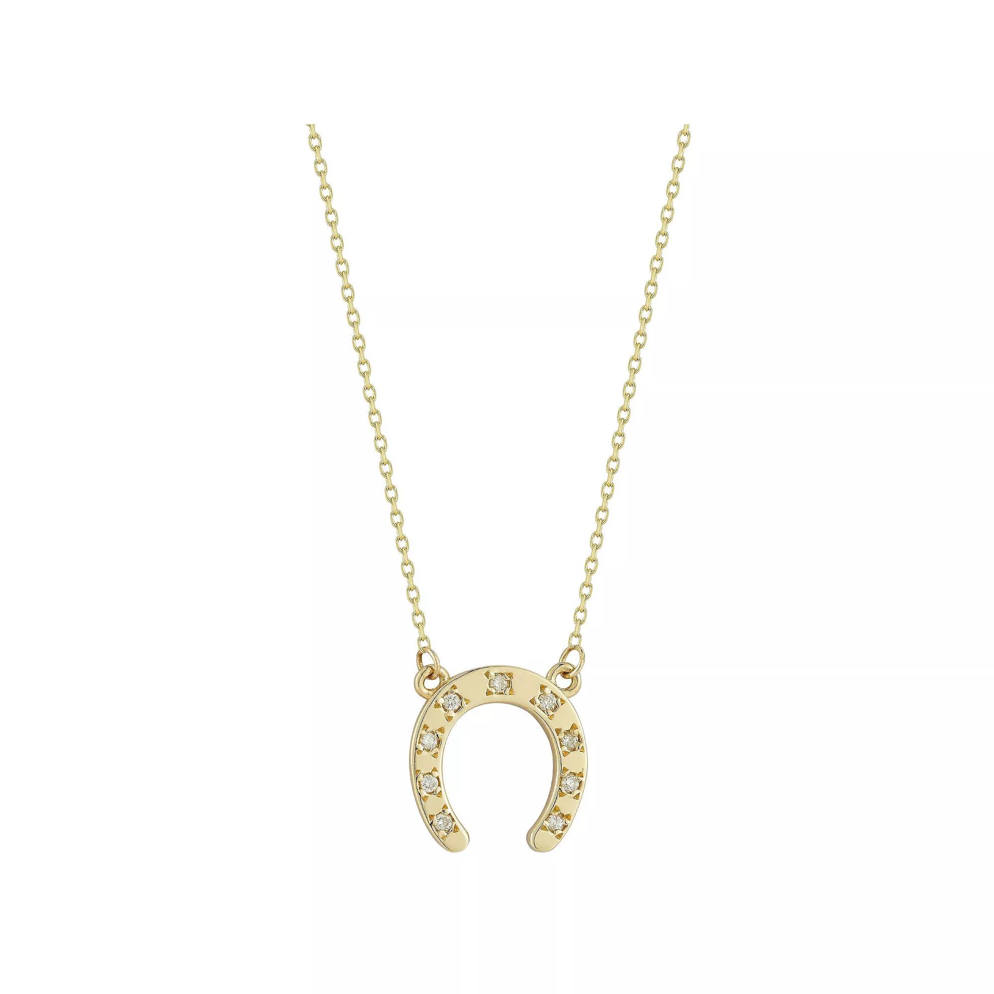 LUMINOR GOLD 14k Gold Diamond Accent Horseshoe Pendant Necklace, Women's, Size: 17" Product Image