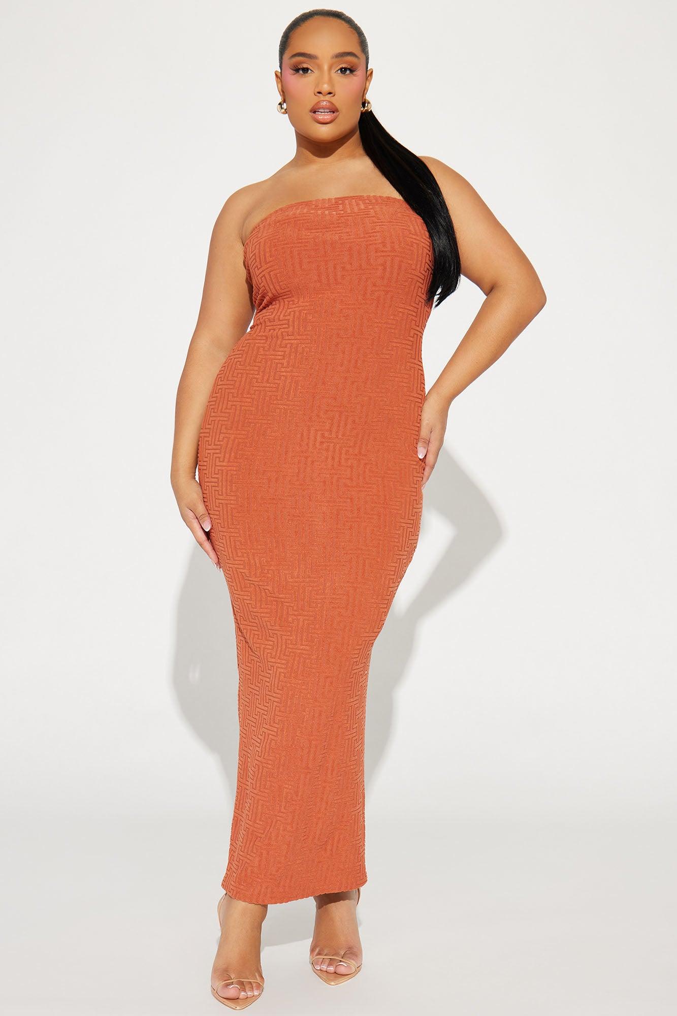 Anya Textured Maxi Dress - Rust Product Image