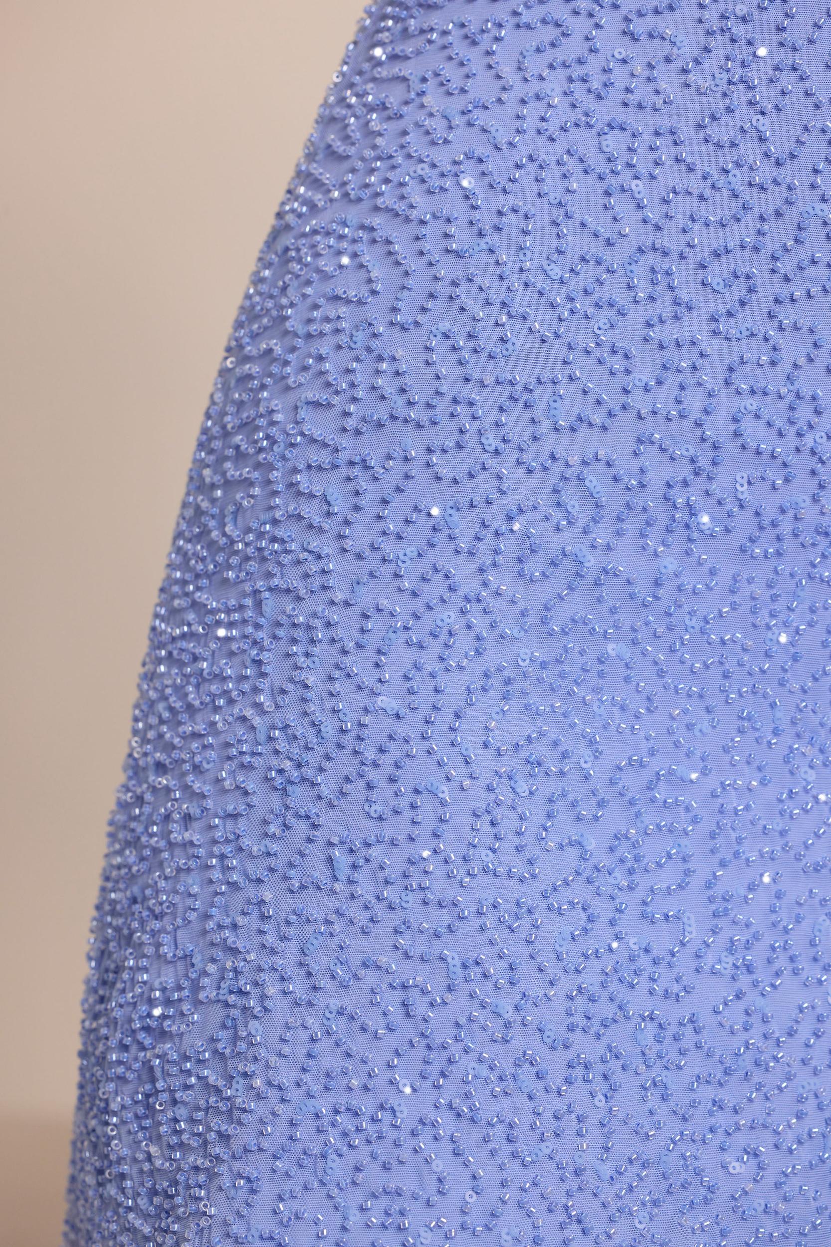 Embellished Cut Out Mini Dress in Powder Blue Product Image