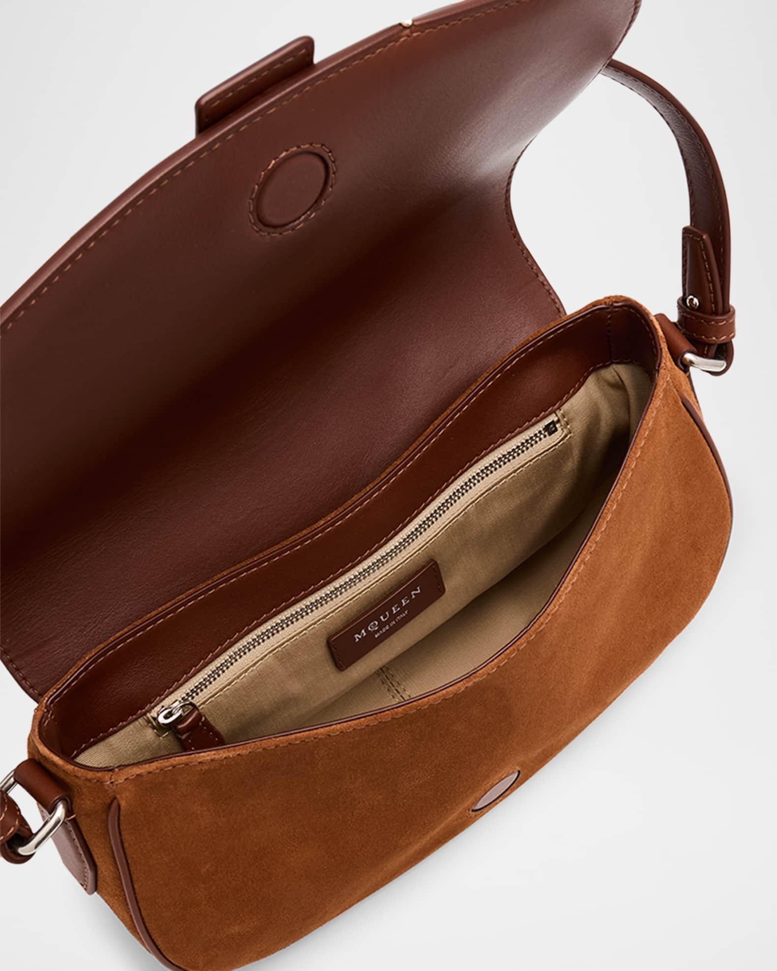 T-Bar Saddle Suede & Leather Crossbody Bag Product Image