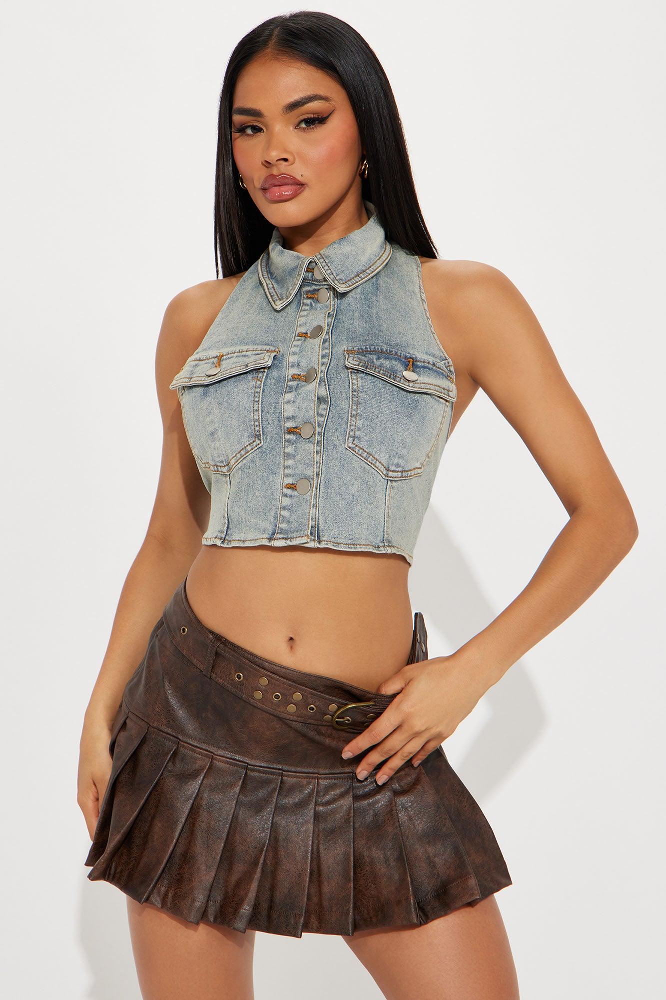 Malibu View Washed Denim Vest Top - Vintage Wash Product Image