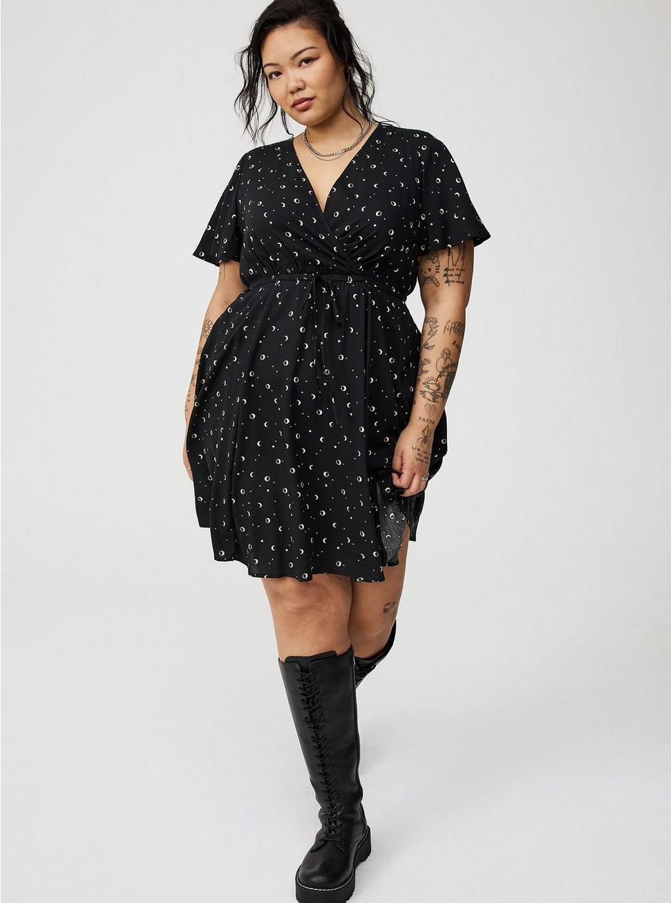 Mini Flutter-Sleeve Surplice Dress Product Image