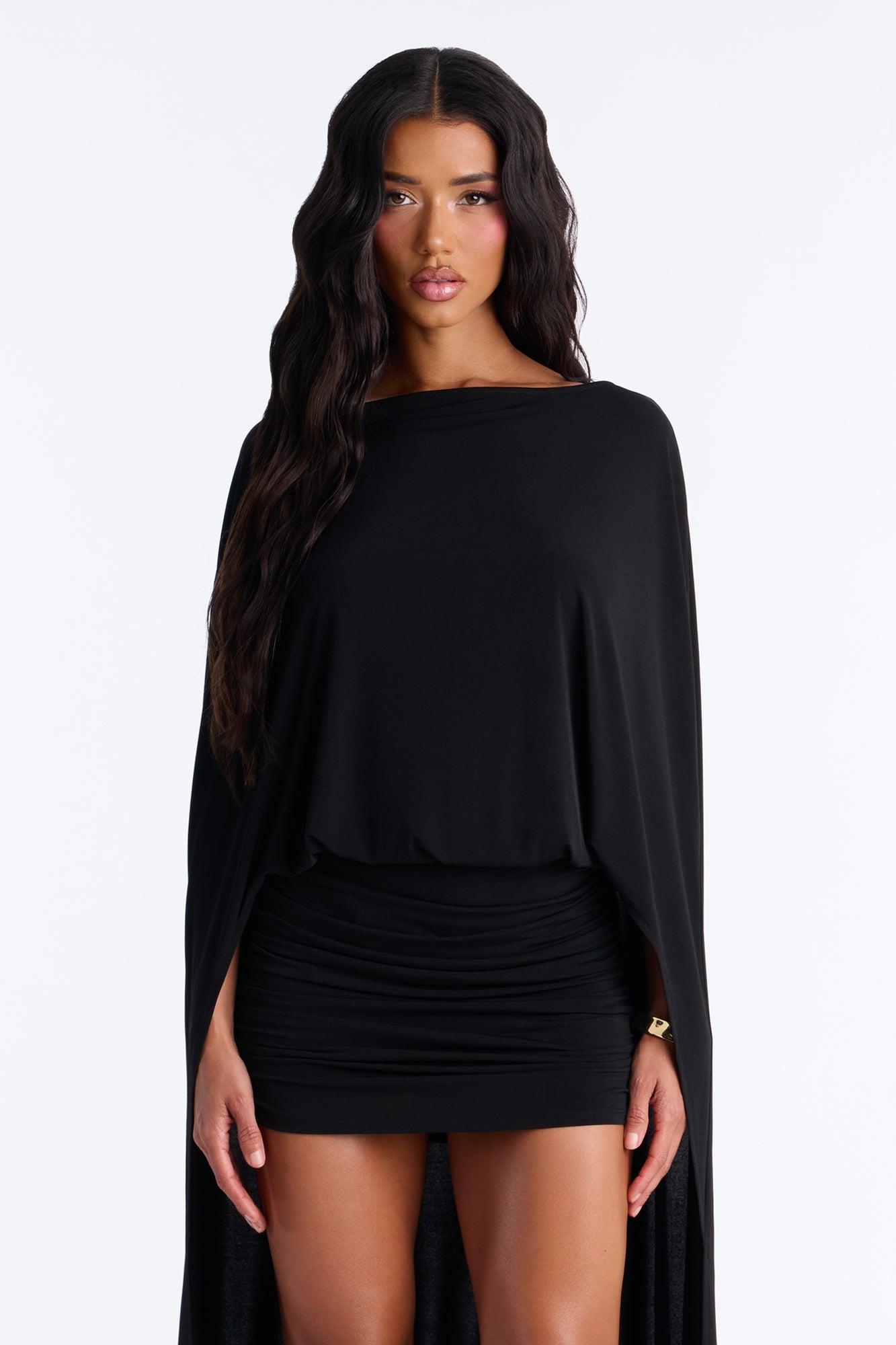 Zadie Babe Cape Mini Dress - Black Female Product Image