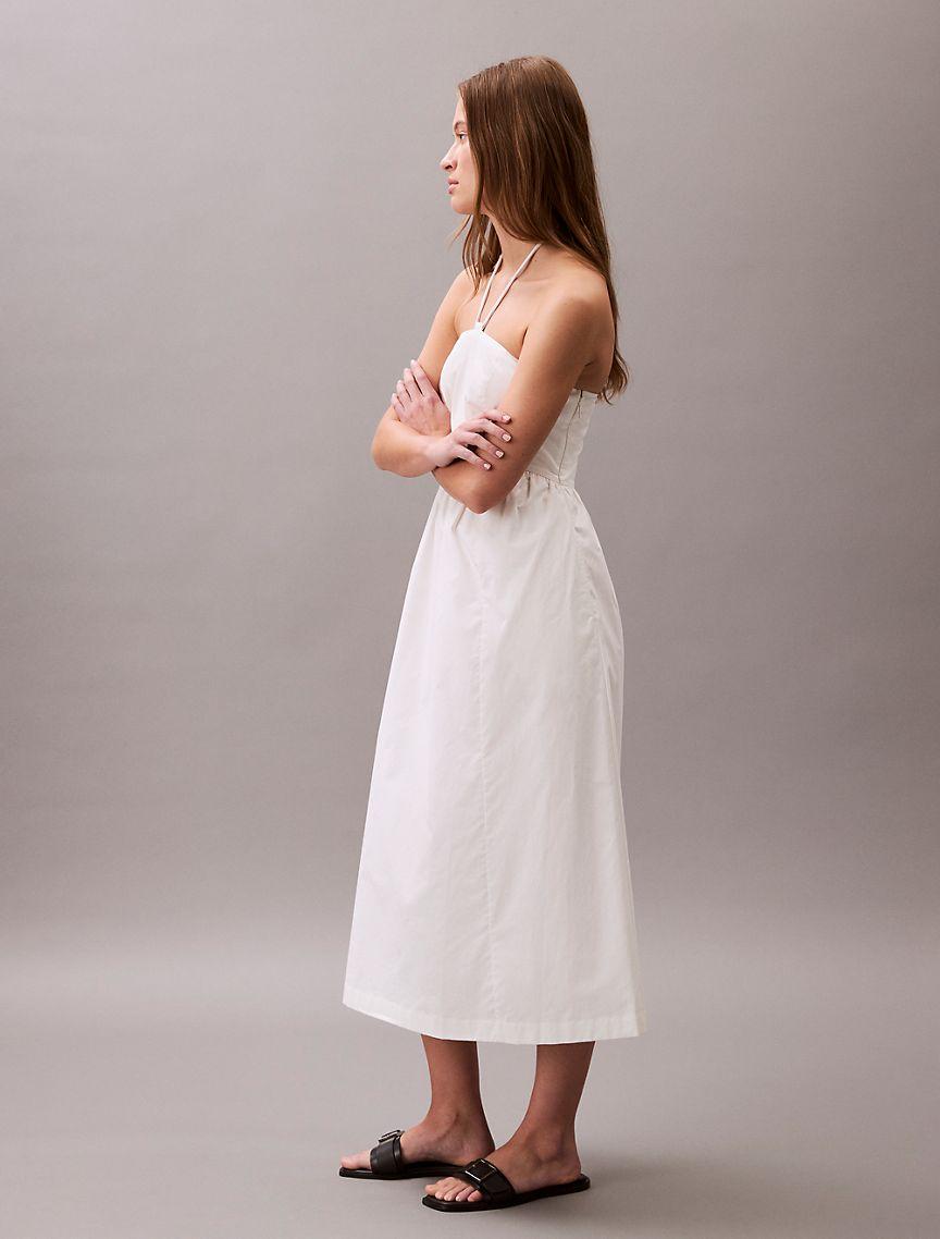 Cotton Twill Halter Midi Dress Product Image