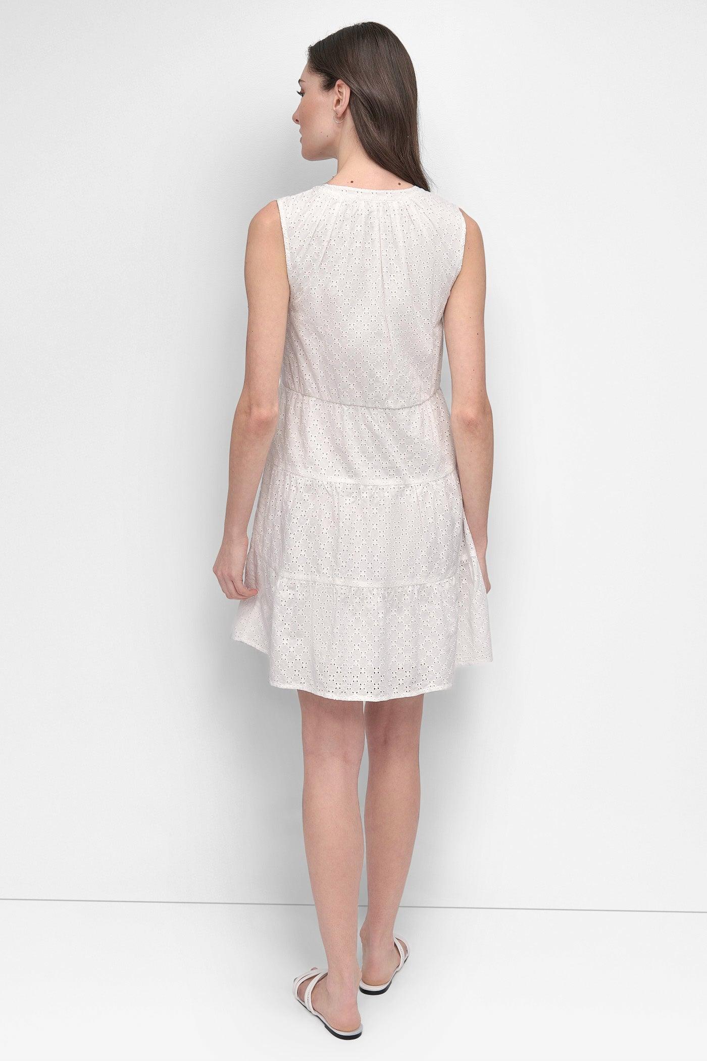 SLEEVELESS EYELET TIERED DRESS Product Image