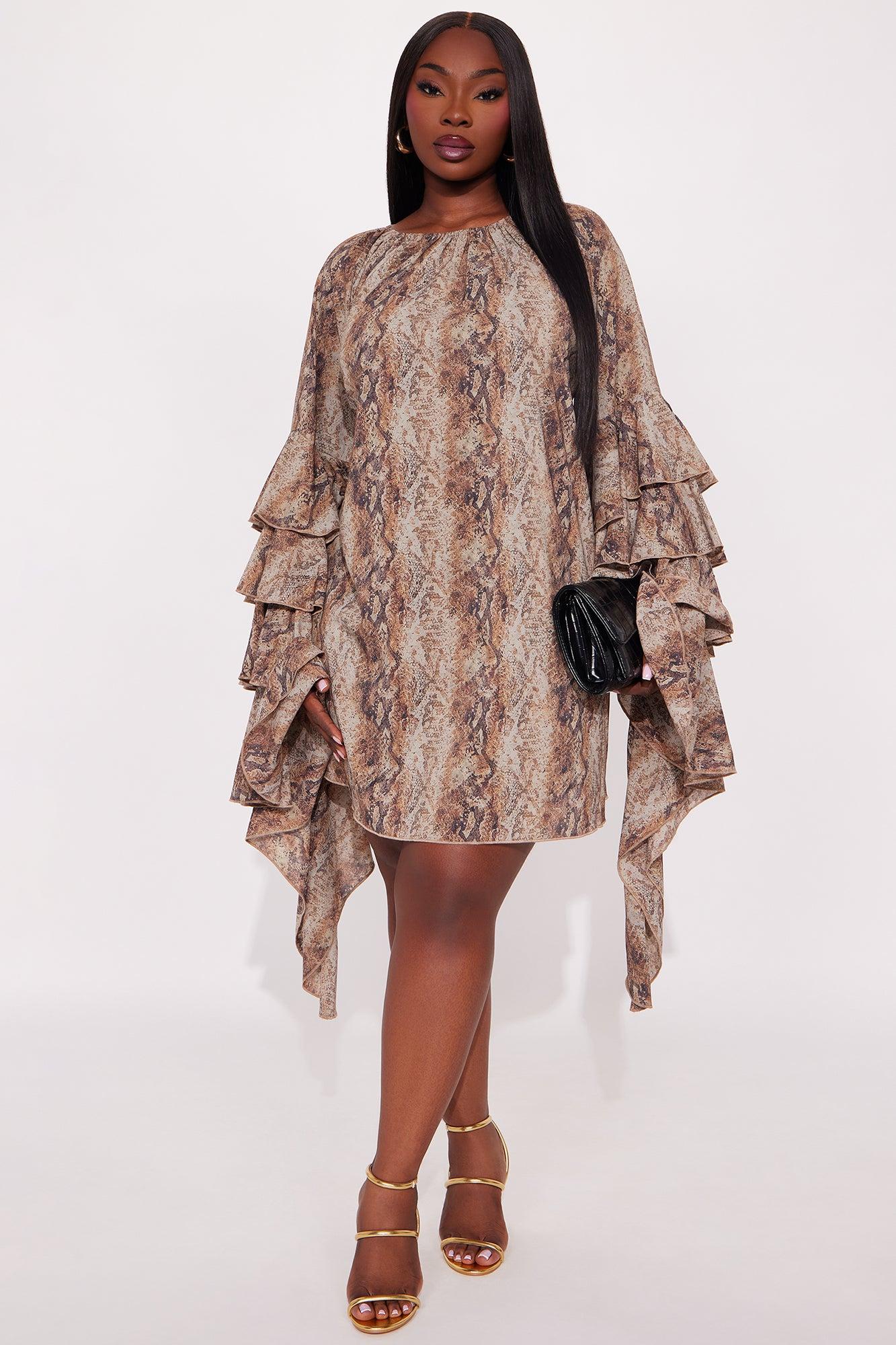 Elena Long Sleeve Mini Dress - Olive/combo Female Product Image