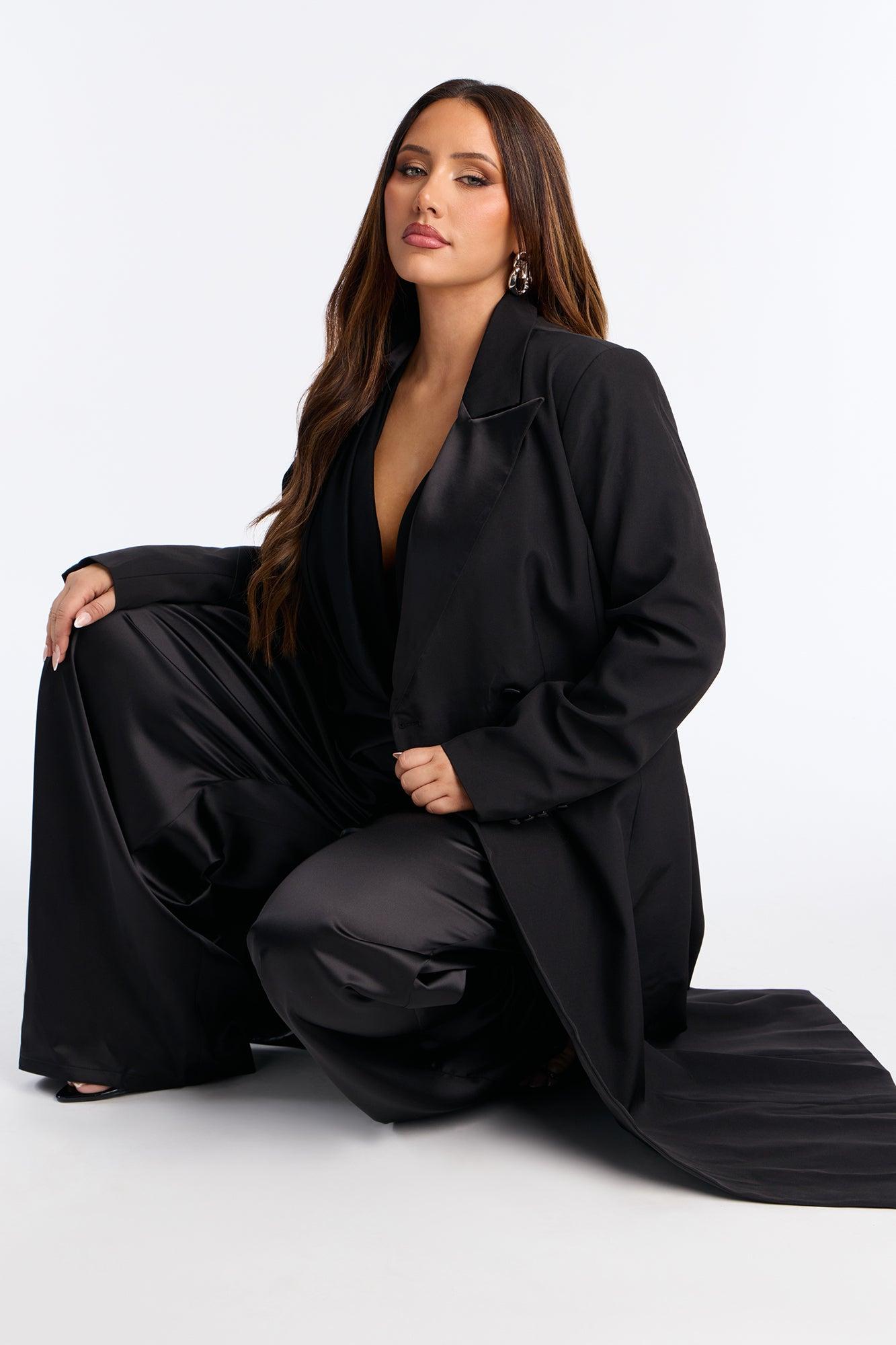 Midnight Dapper Long Coat - Black Female Product Image