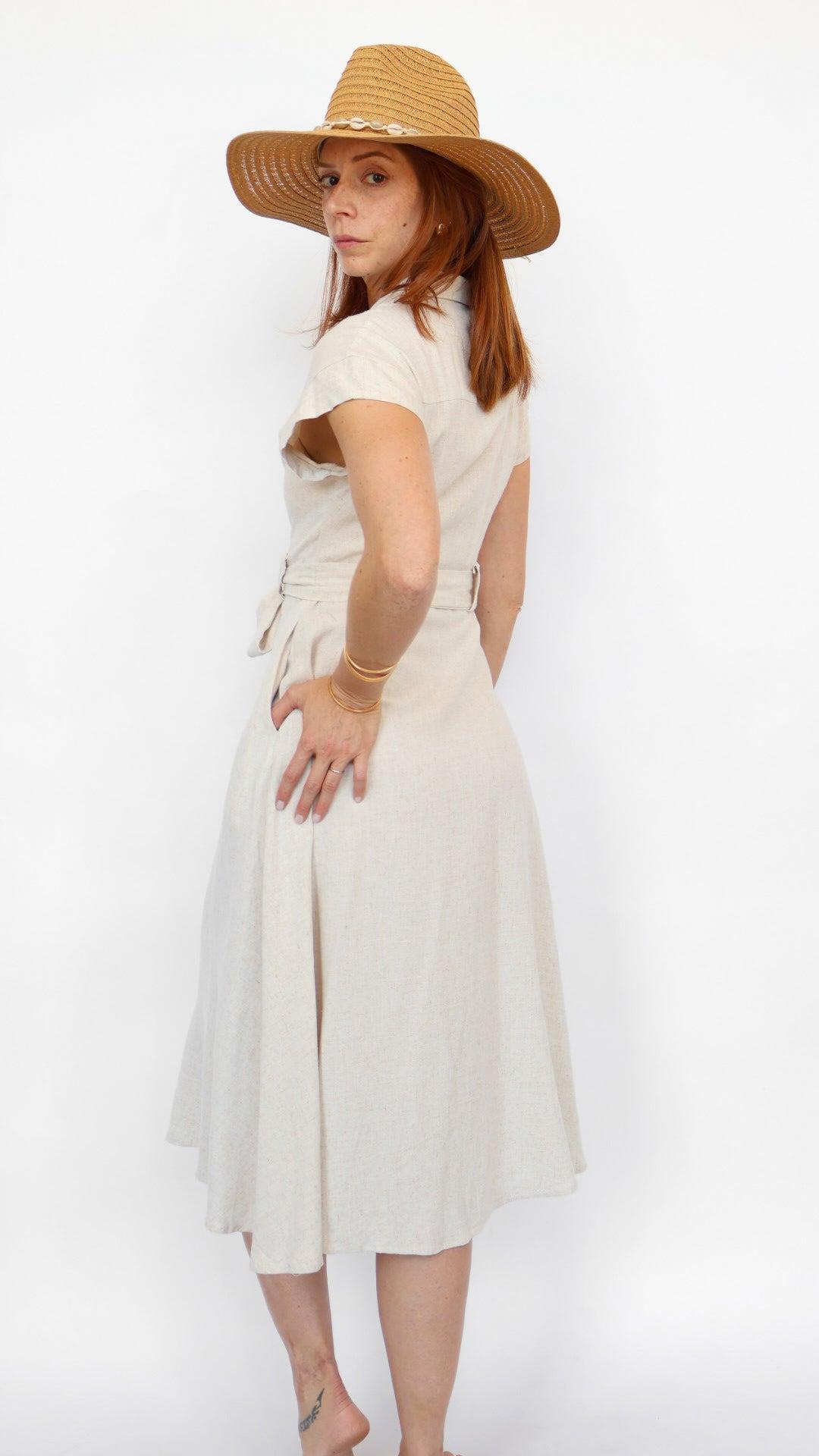 Linen Midi Shirt Dress Product Image
