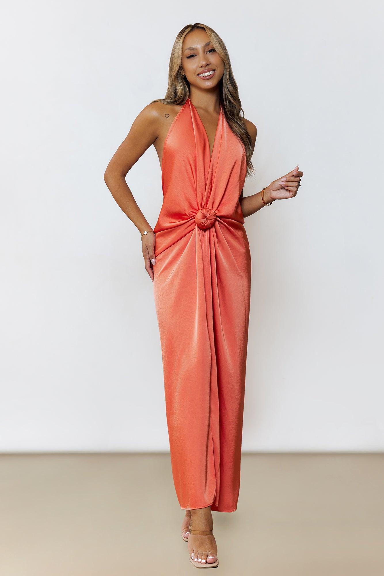 Through My Soul Halter Maxi Dress Orange Product Image