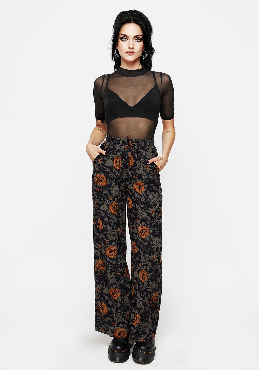 Mortify Floral Print Wide Leg Trousers Product Image