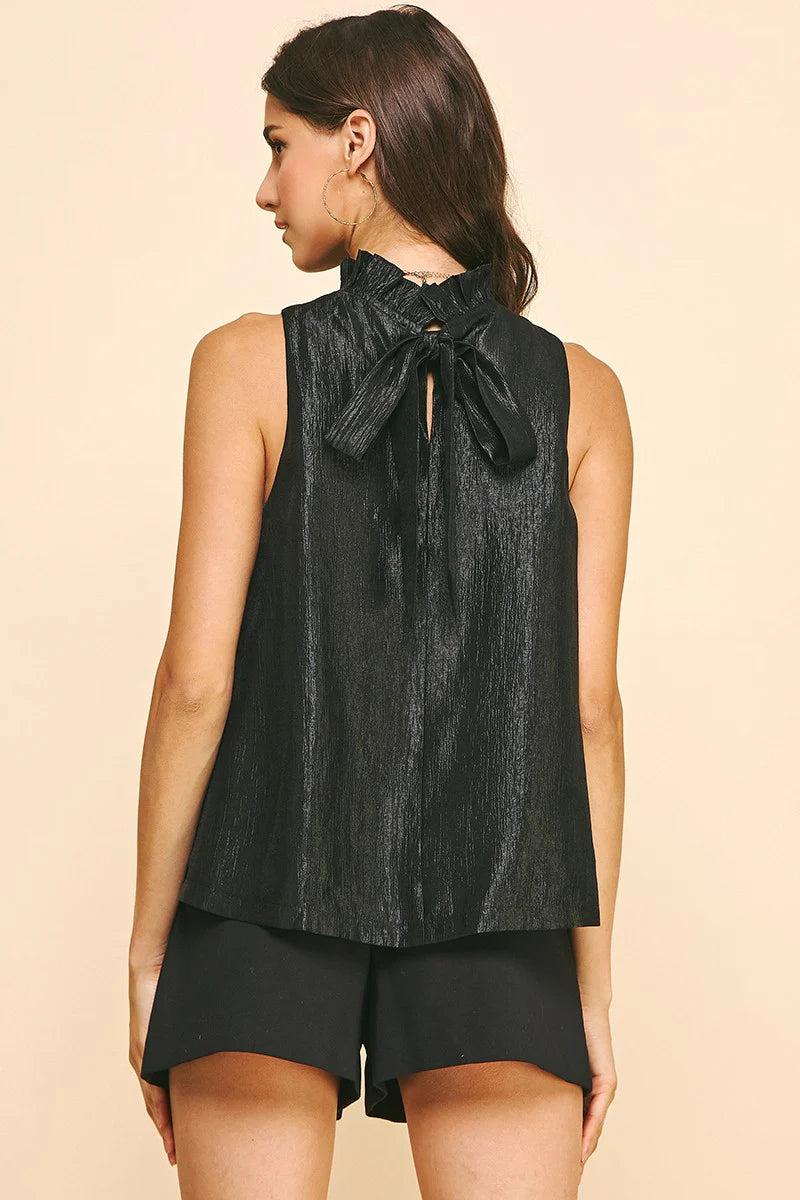 Back Ribbon Tie Woven Top Product Image
